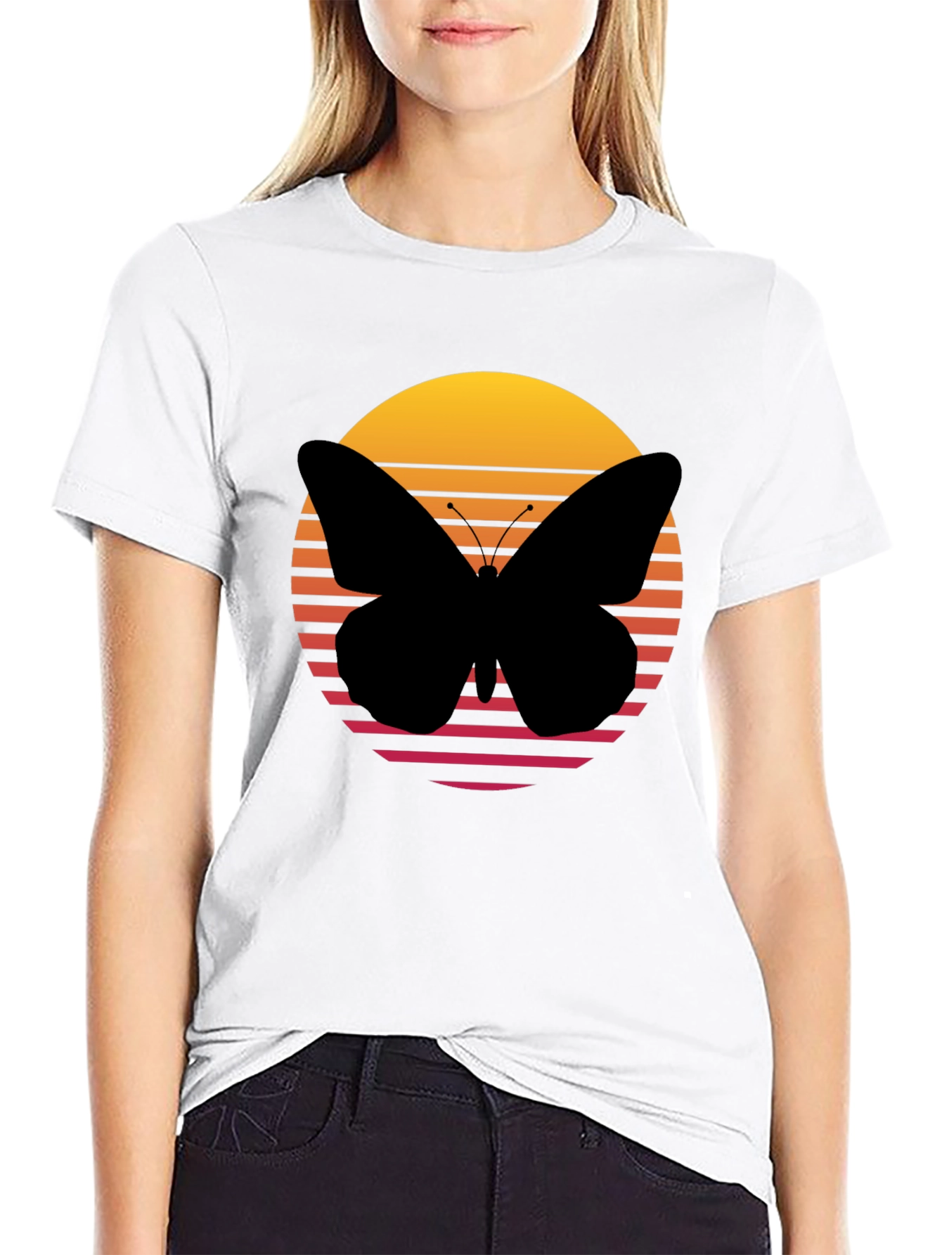 Butterfly Sunset Graphic T-Shirt