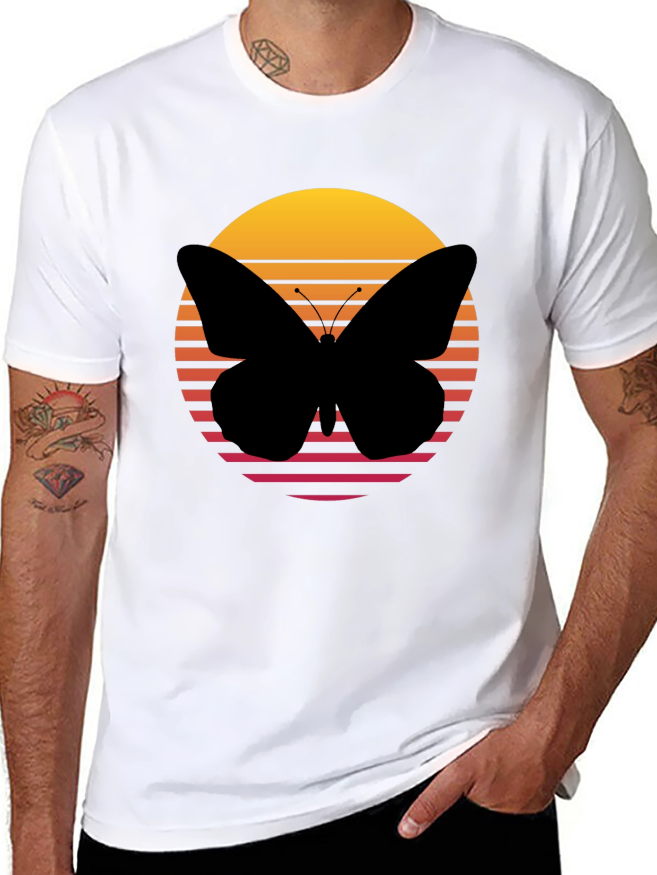 Butterfly Sunset Graphic T-Shirt