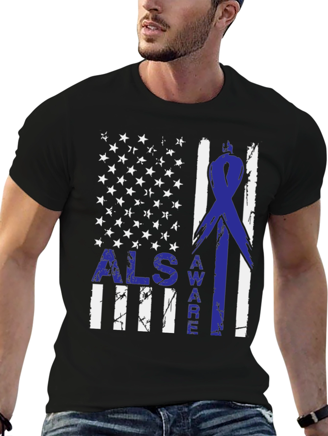 ALS Awareness American Flag T-Shirt