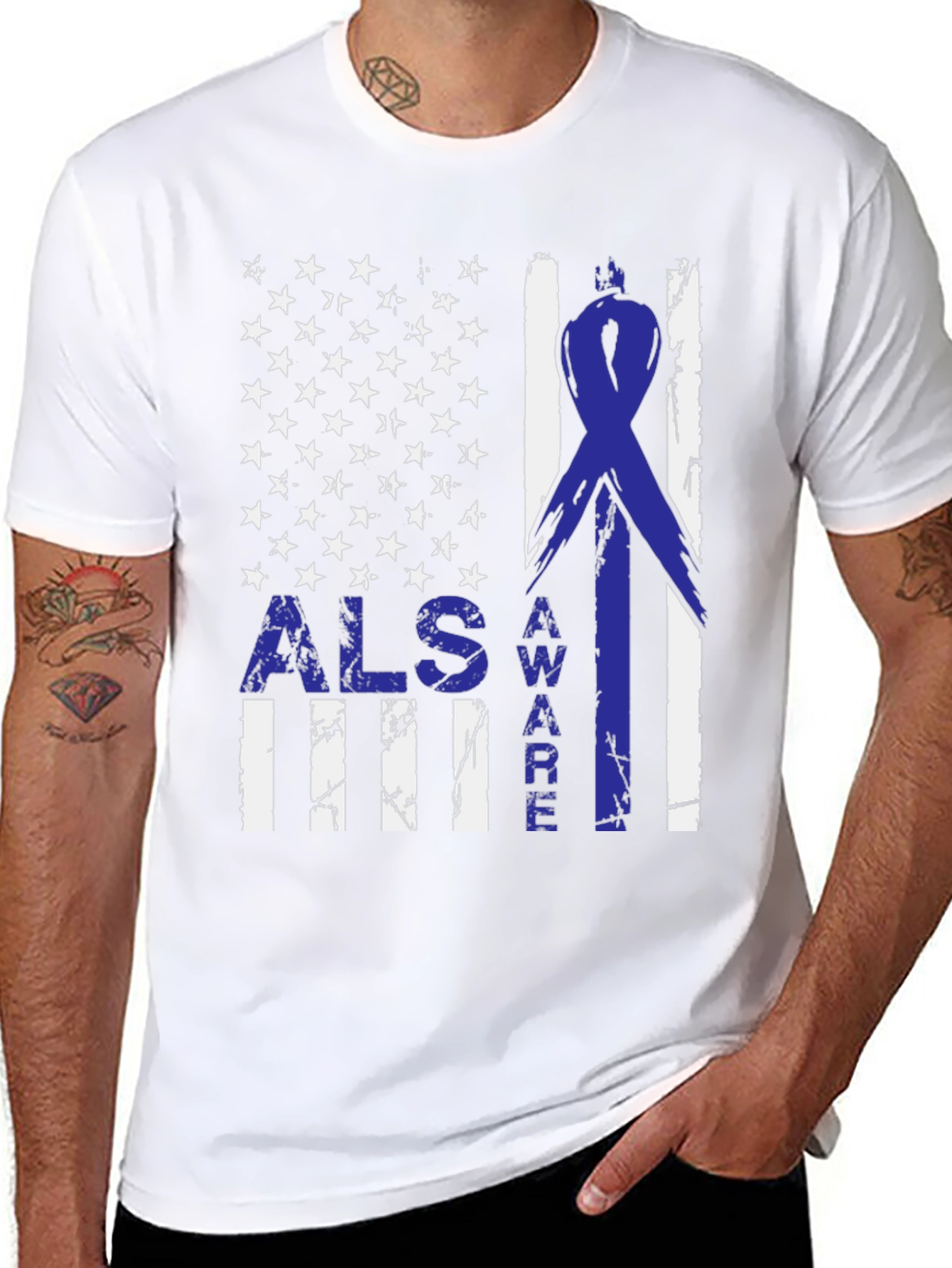 ALS Awareness American Flag T-Shirt