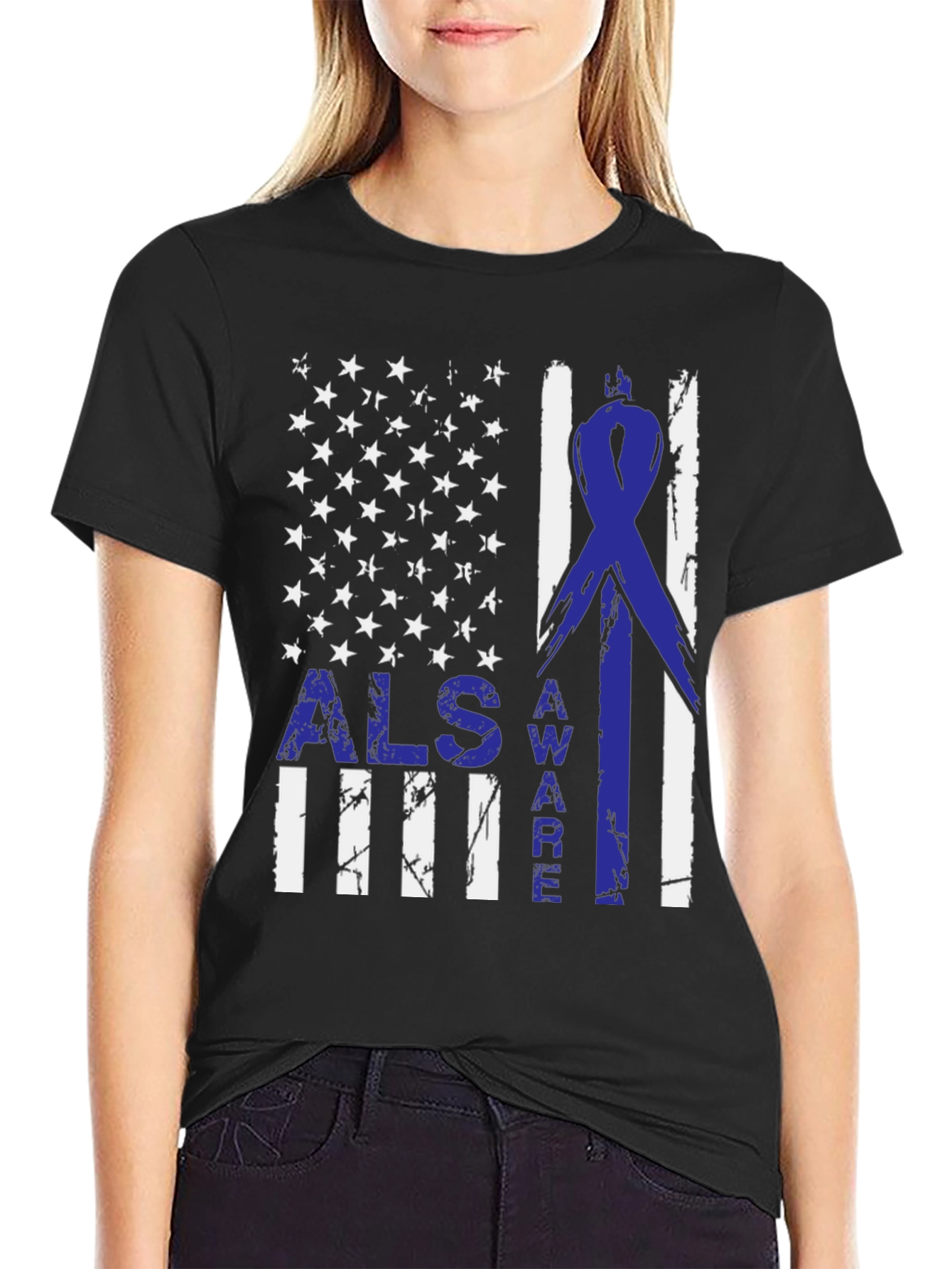 ALS Awareness American Flag T-Shirt