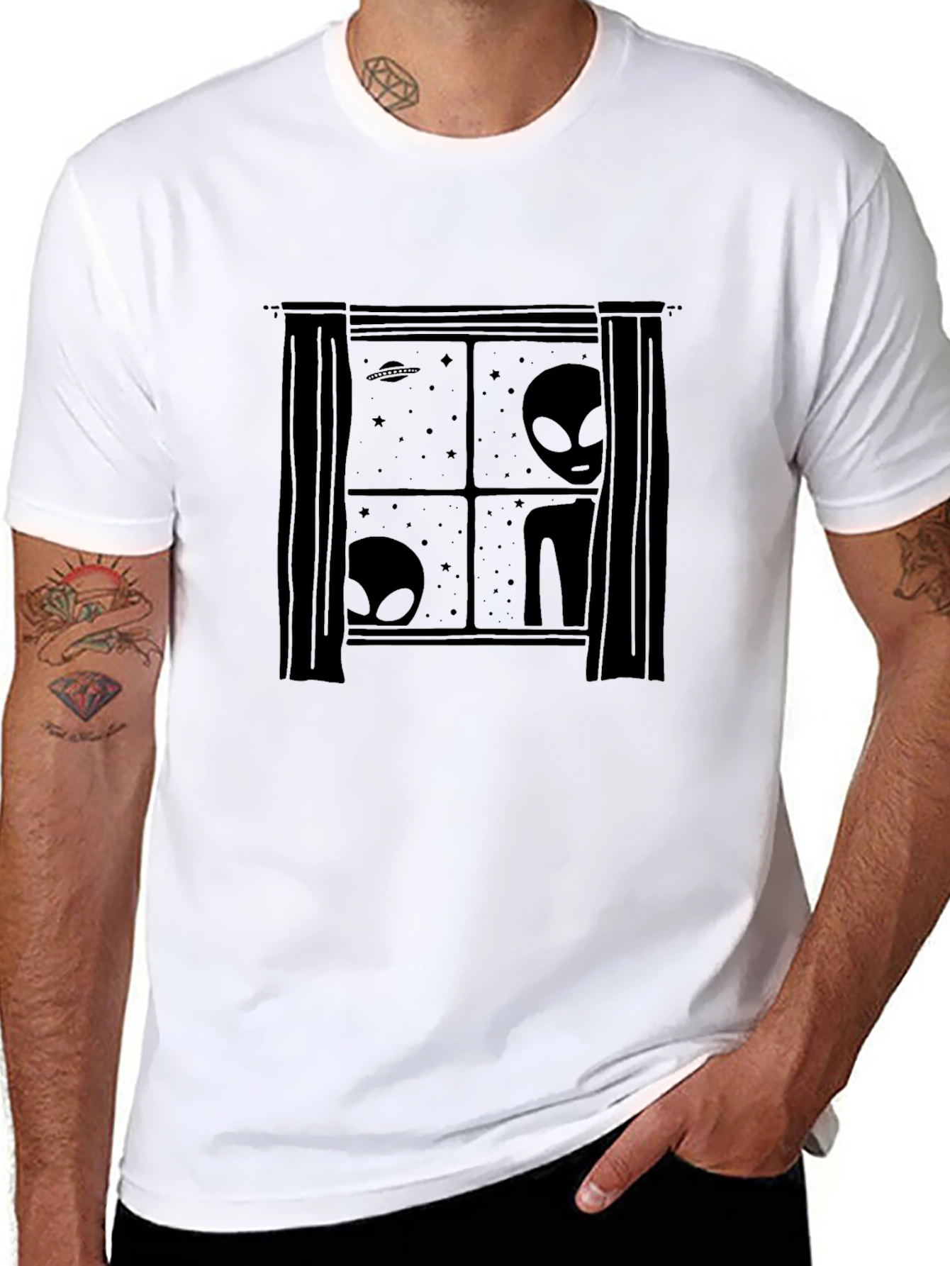 Alien Window Black T-Shirt