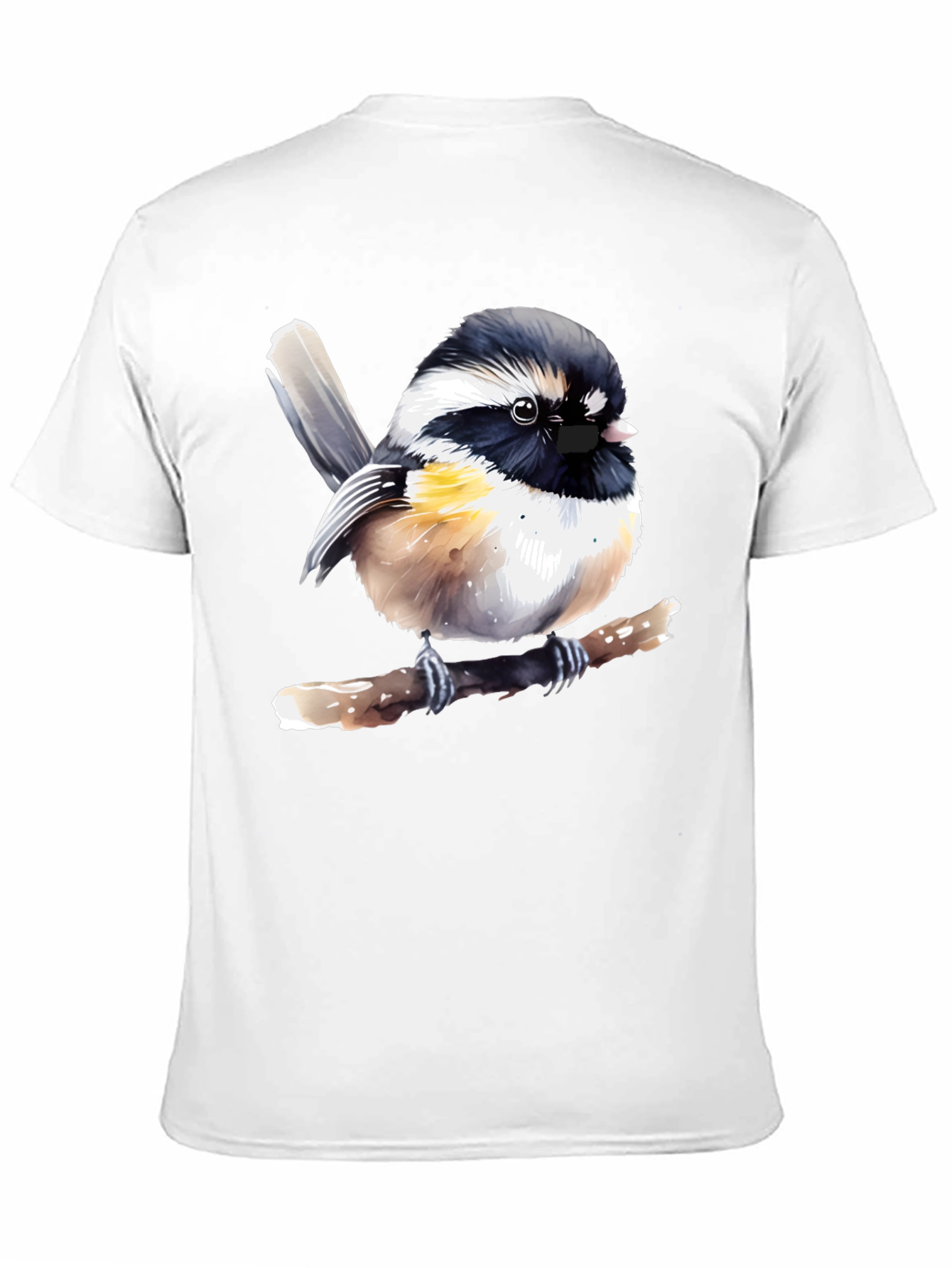 Chickadee Bird Graphic Black T-Shirt