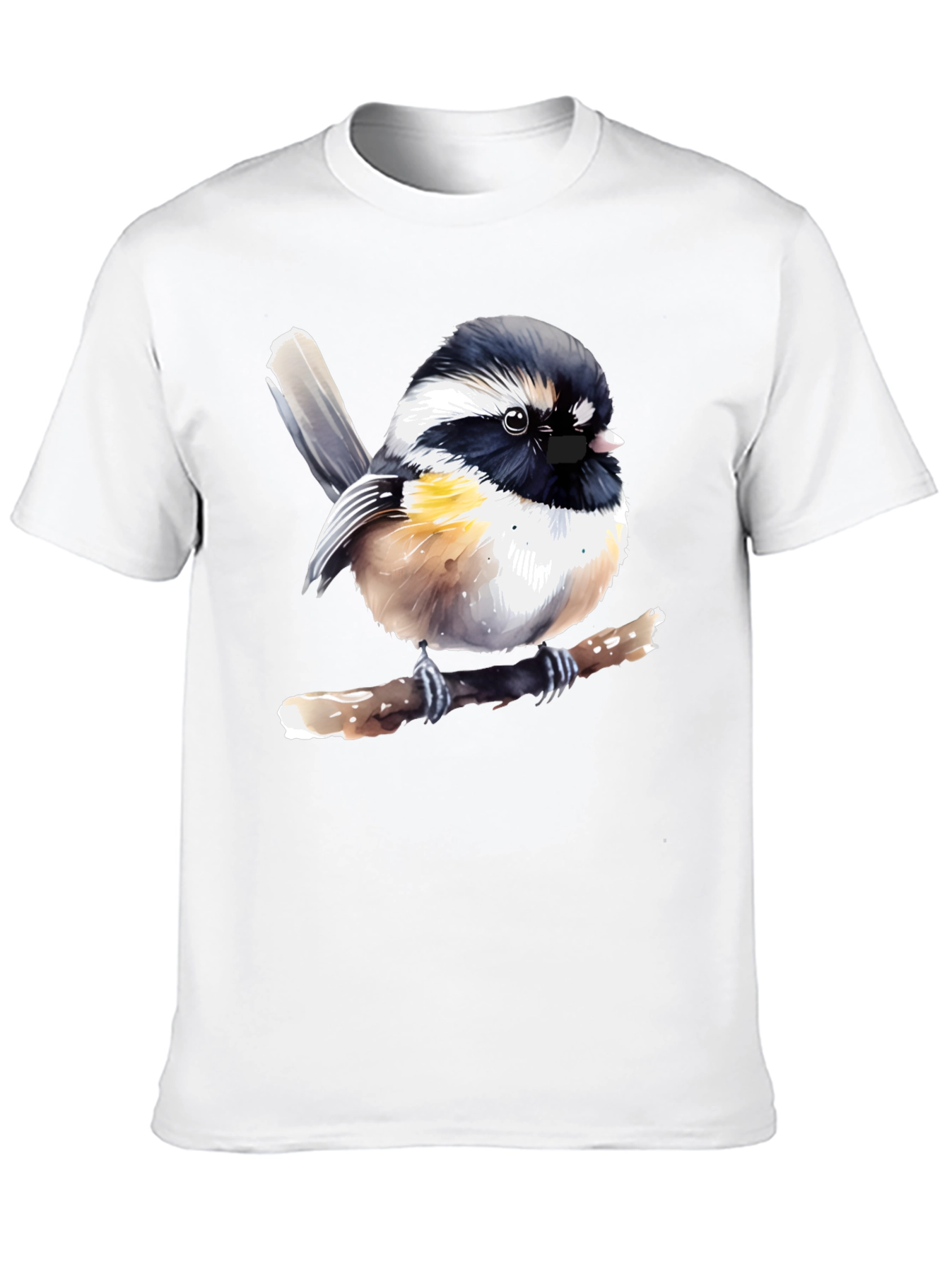 Chickadee Bird Graphic Black T-Shirt
