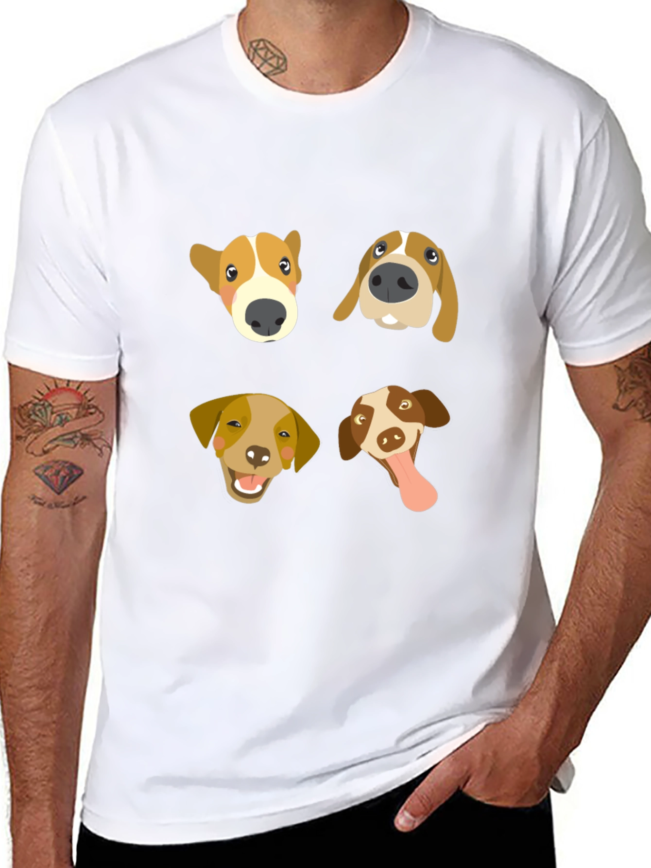 Dog Faces Graphic Tee - Cute Canine T-Shirt