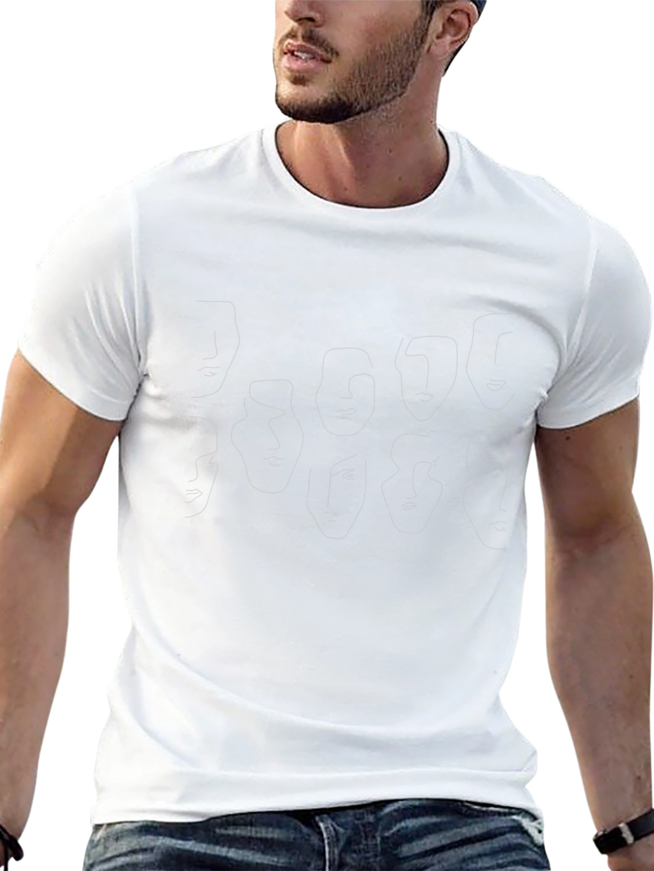 Abstract Faces Graphic Print Black T-Shirt