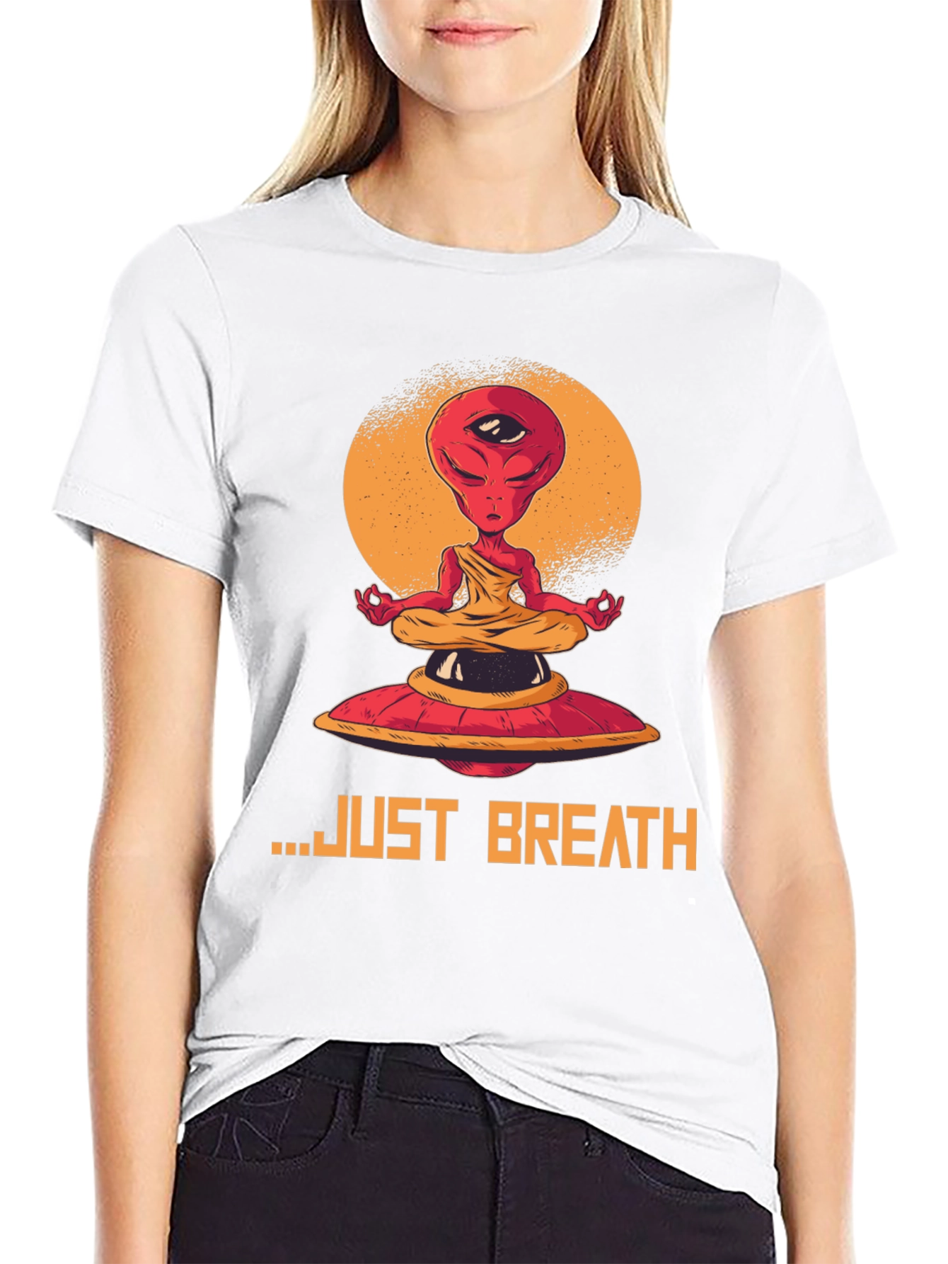 Meditating Alien Graphic Tee - Just Breathe