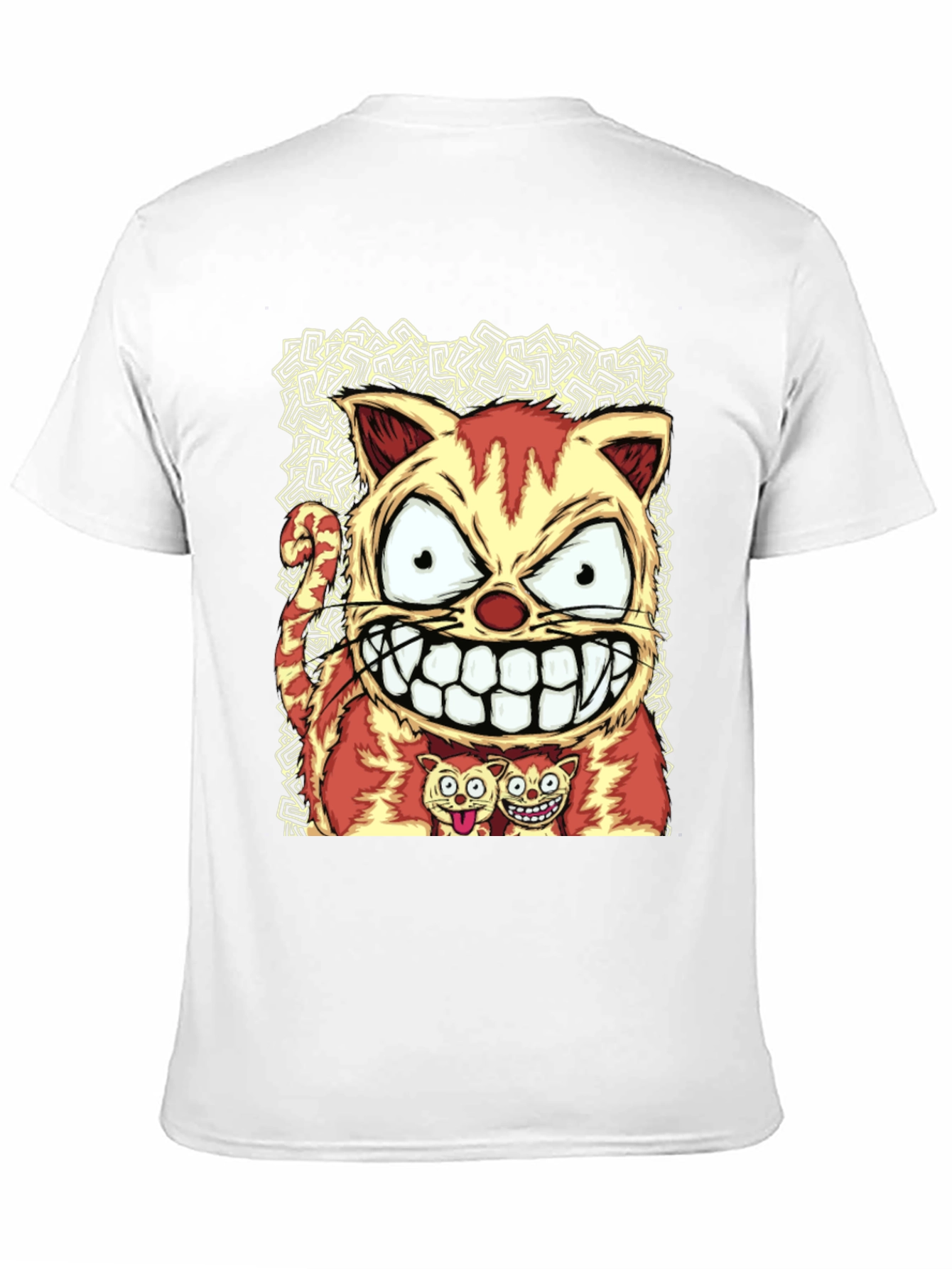 Cartoon Cat Graphic Tee - Black Cotton Blend