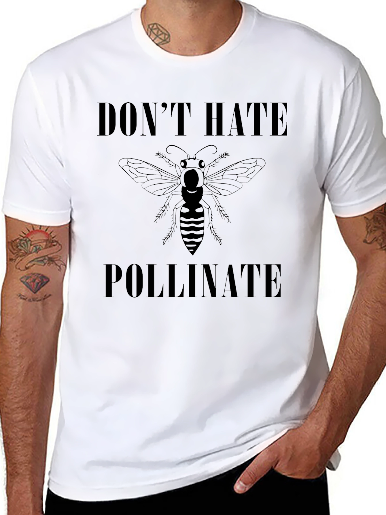 Dont Hate Pollinate T-Shirt - Black Graphic Tee