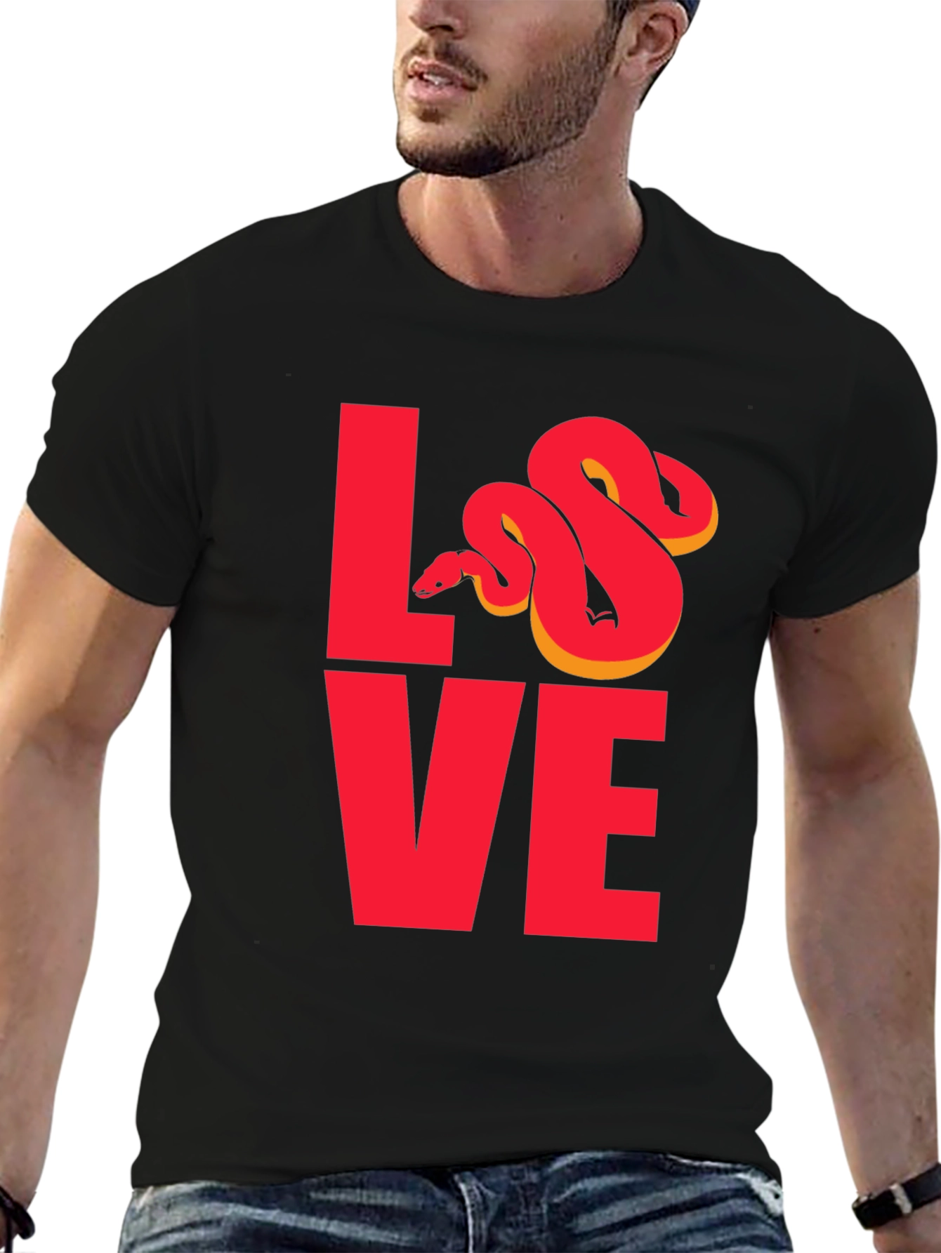 Snake Love Graphic T-Shirt - Red Design