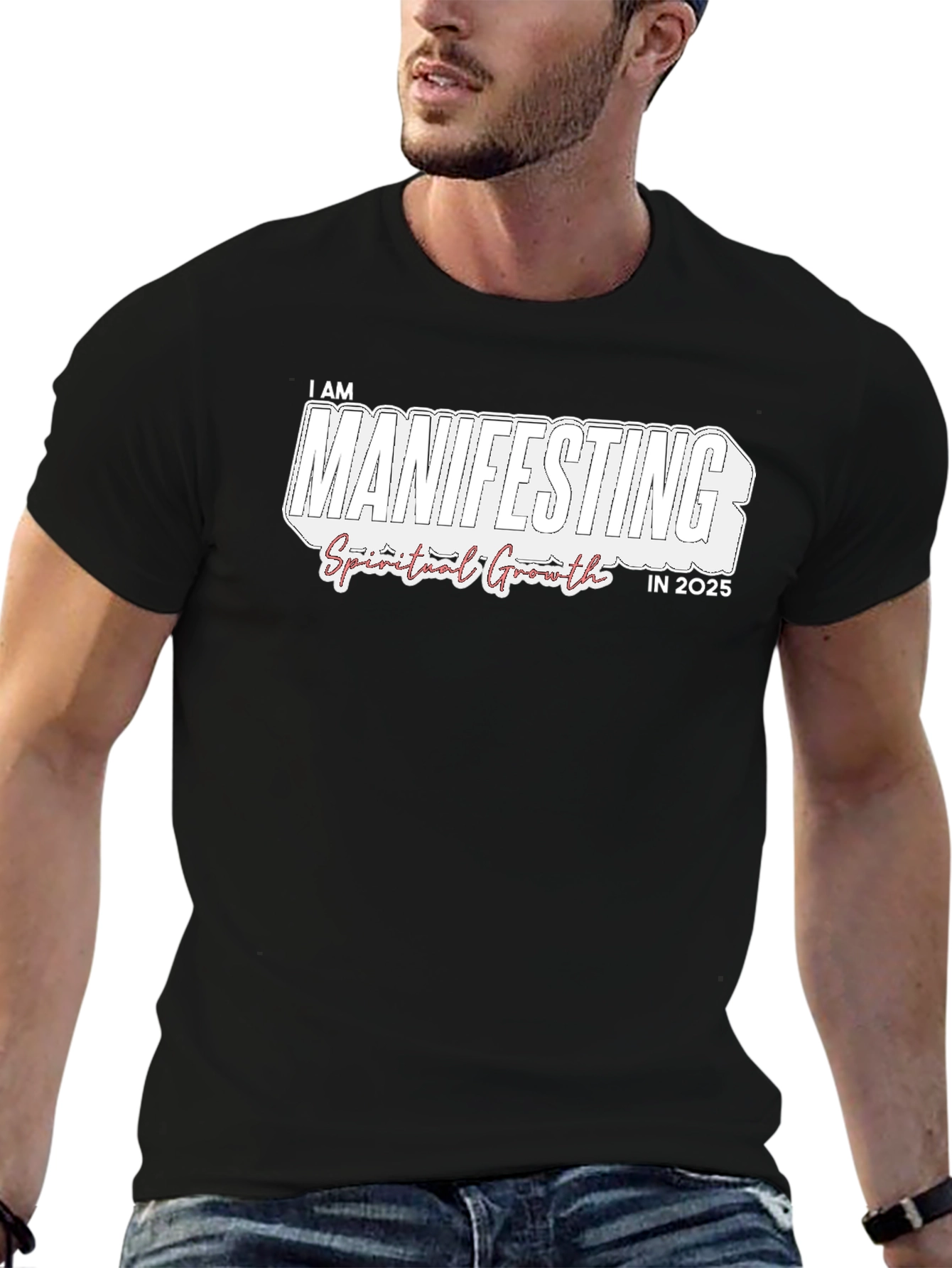 Manifesting Spiritual Growth in 2025 Black T-Shirt