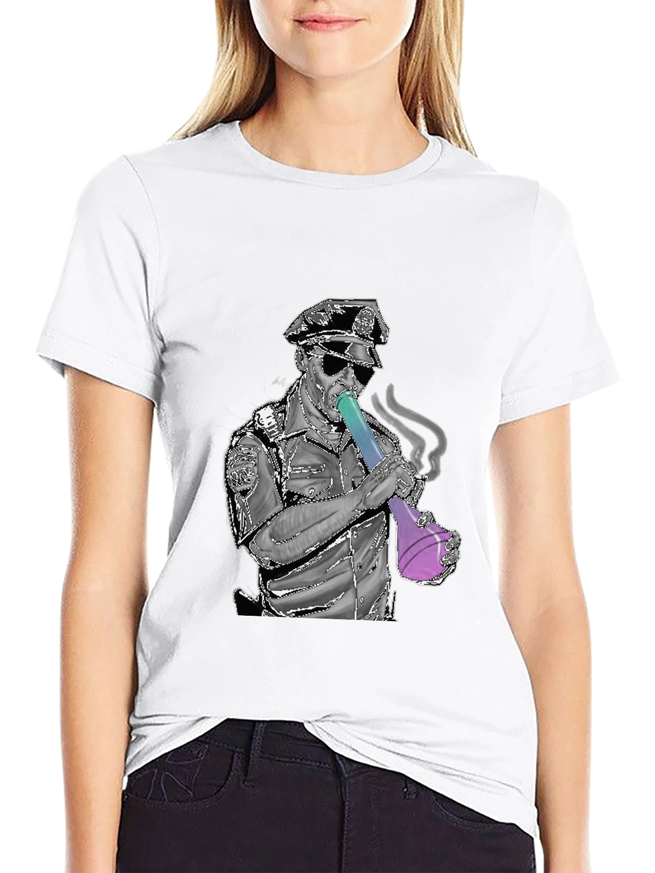 Police Bong Graphic T-Shirt - Black