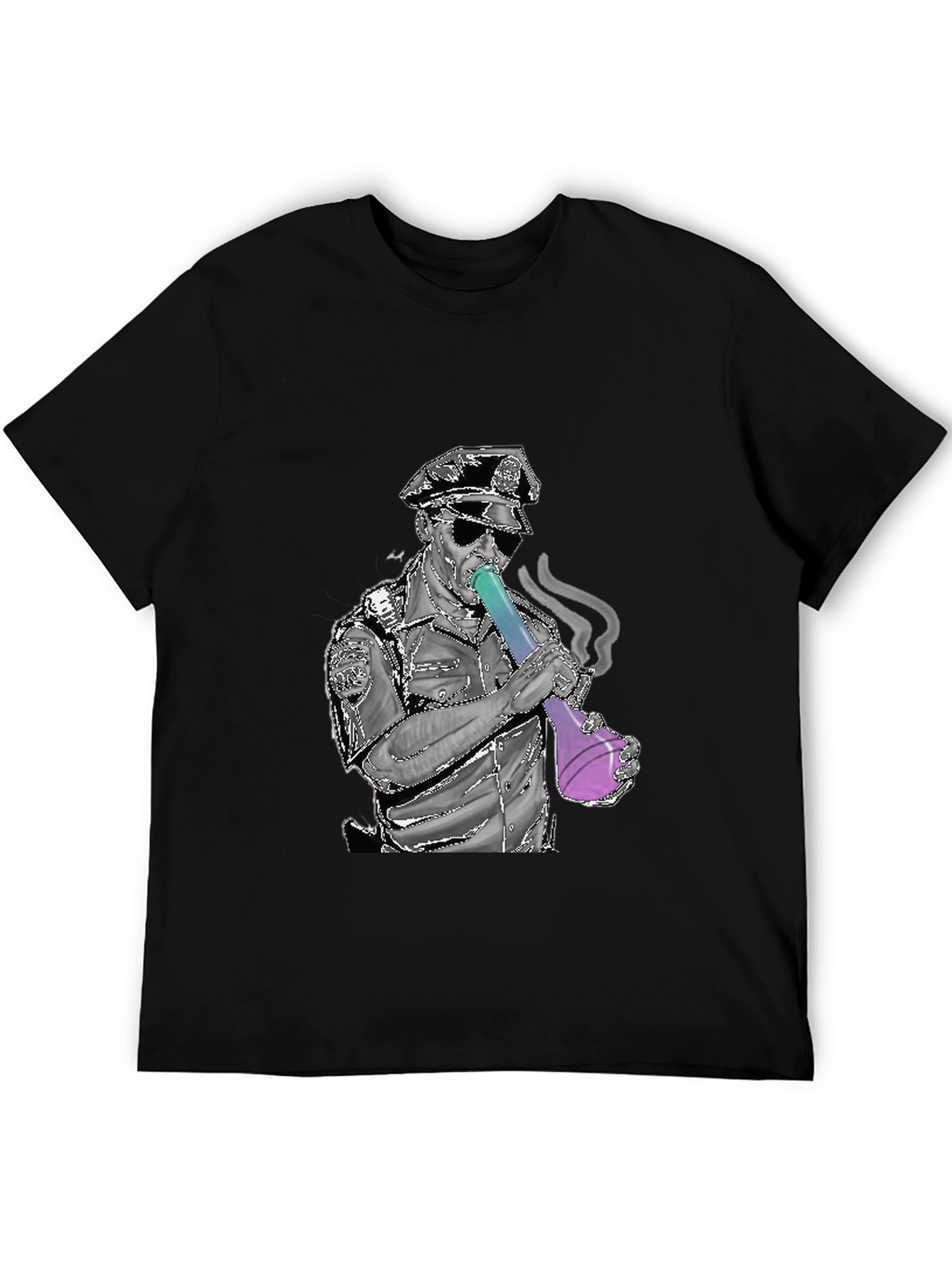 Police Bong Graphic T-Shirt - Black