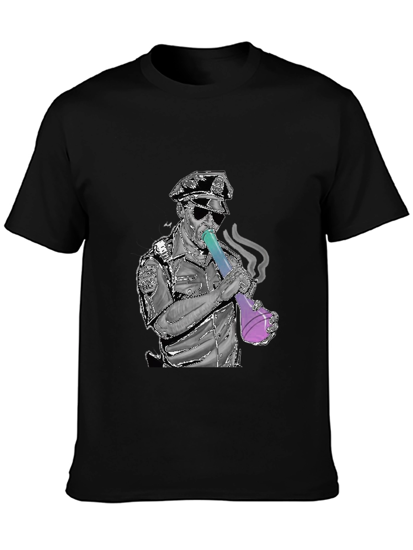 Police Bong Graphic T-Shirt - Black