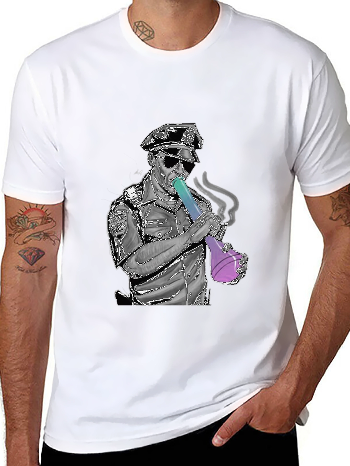 Police Bong Graphic T-Shirt - Black
