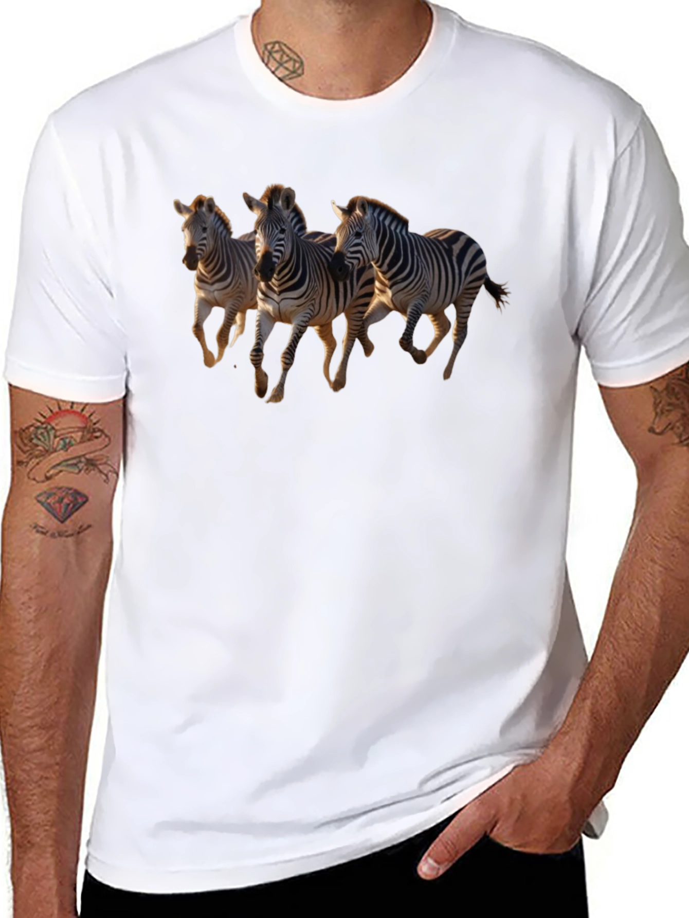Zebra Graphic Tee - Black Crew Neck