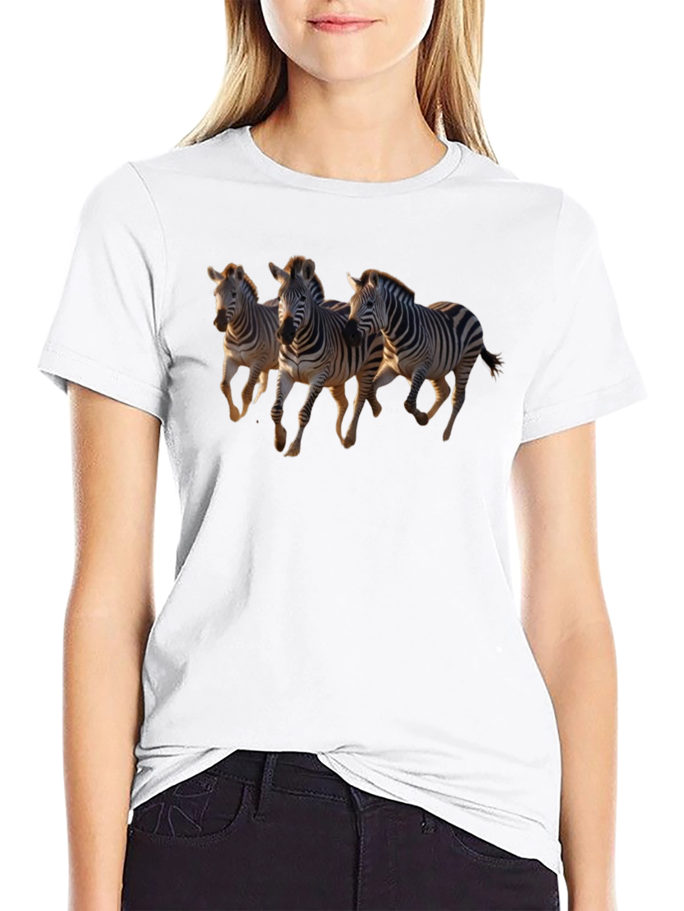 Zebra Graphic Tee - Black Crew Neck