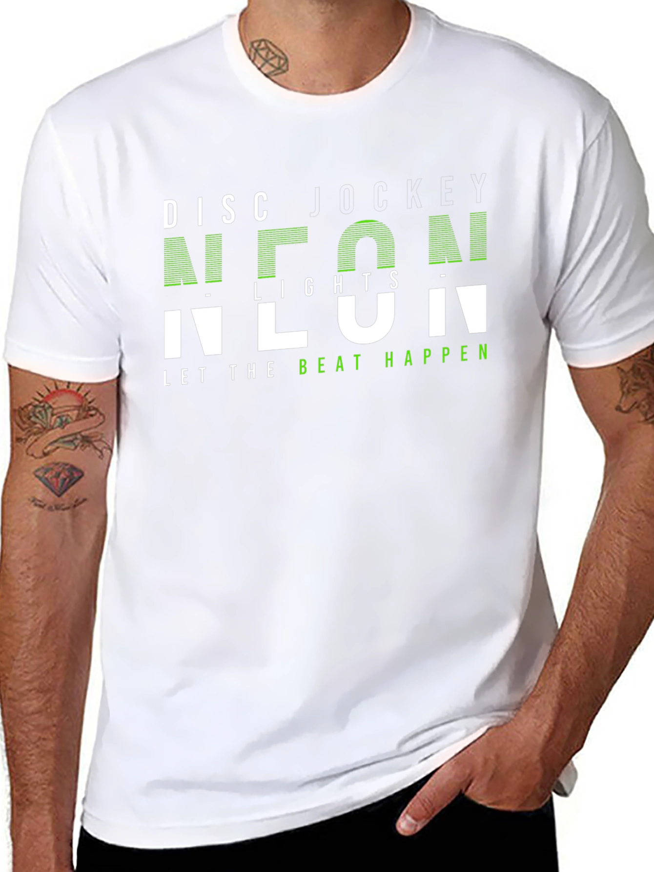 Neon Lights DJ T-Shirt - Let The Beat Happen!