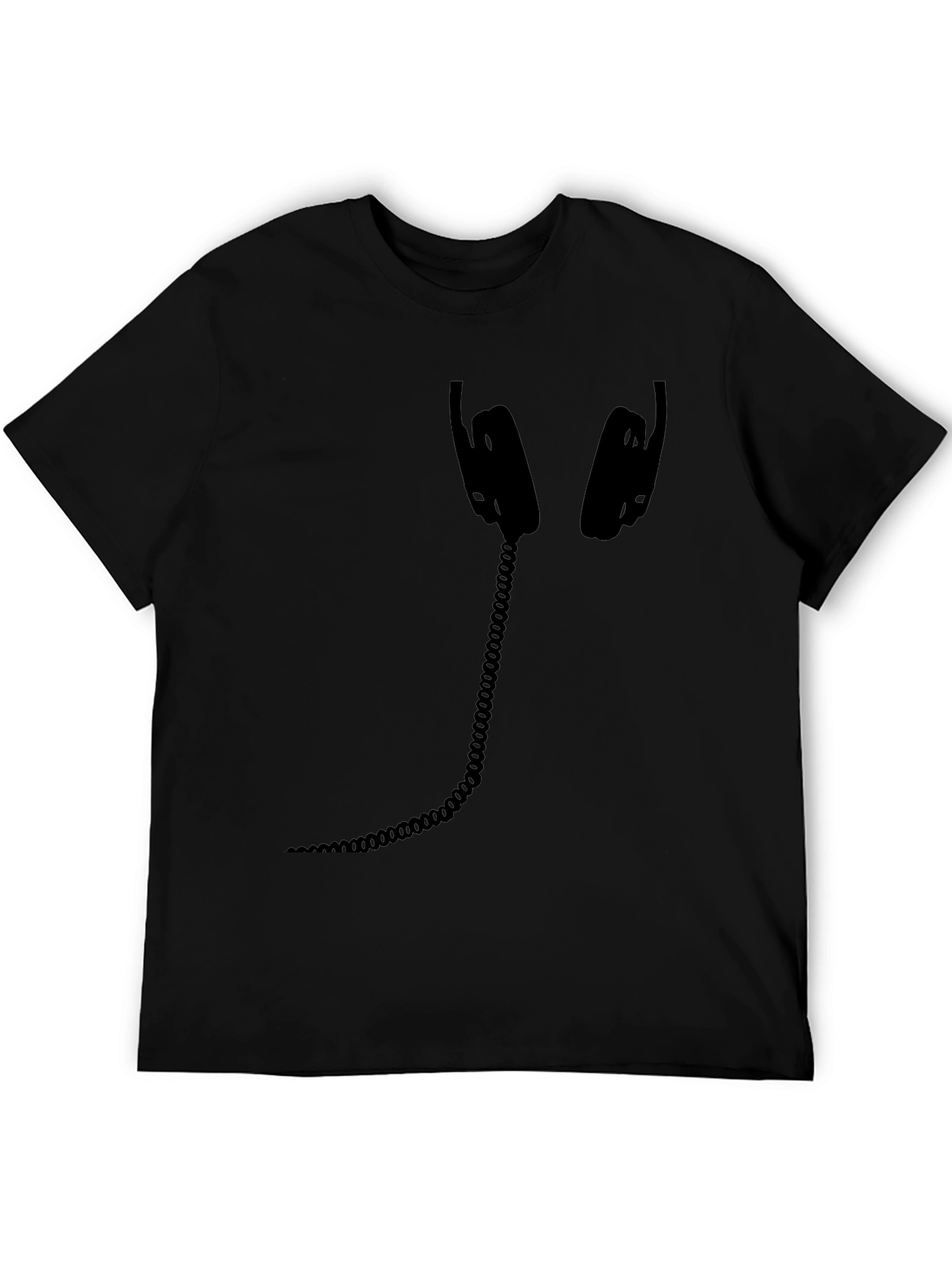 Headphone Graphic Tee - Black Cotton Casual Shirt