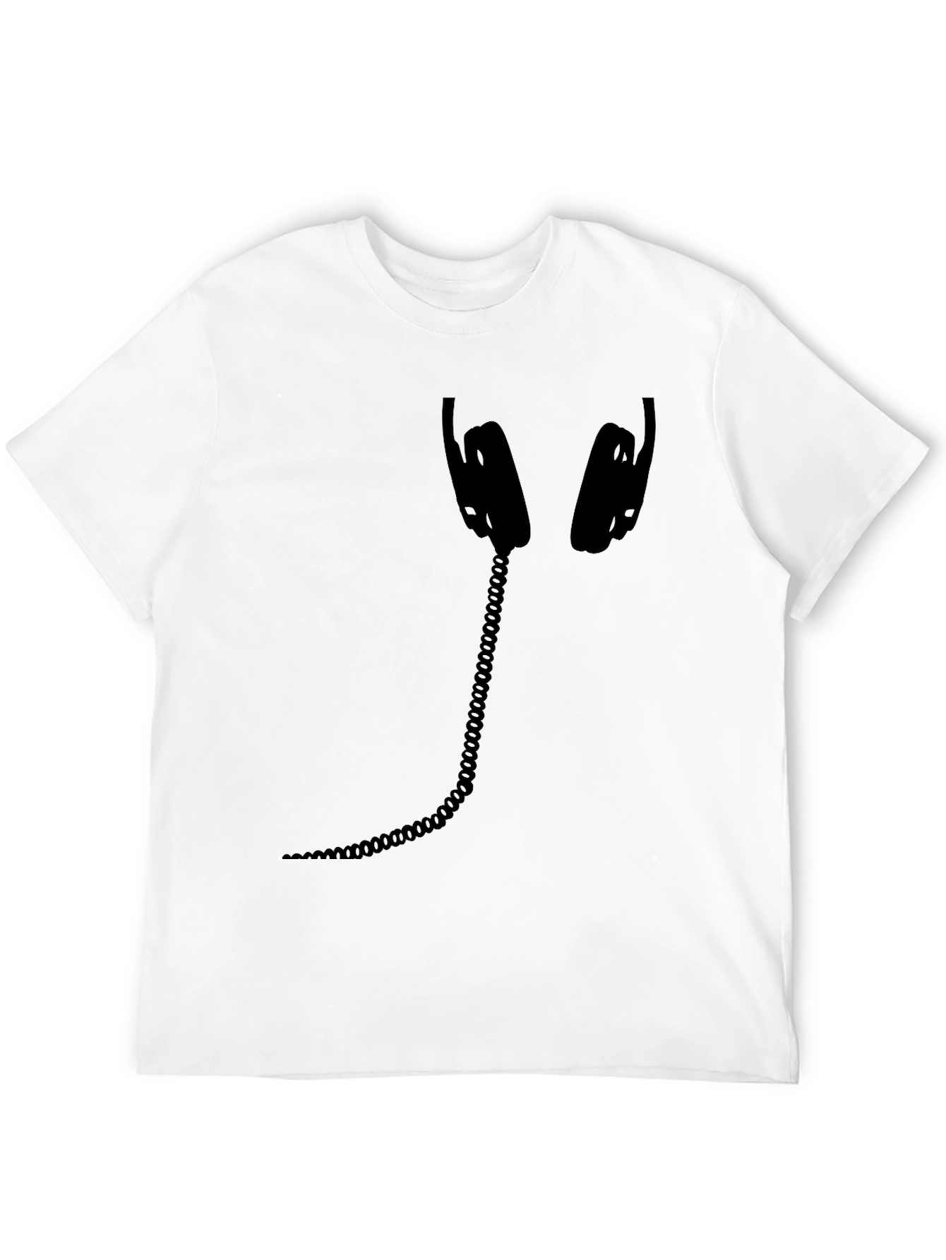 Headphone Graphic Tee - Black Cotton Casual Shirt