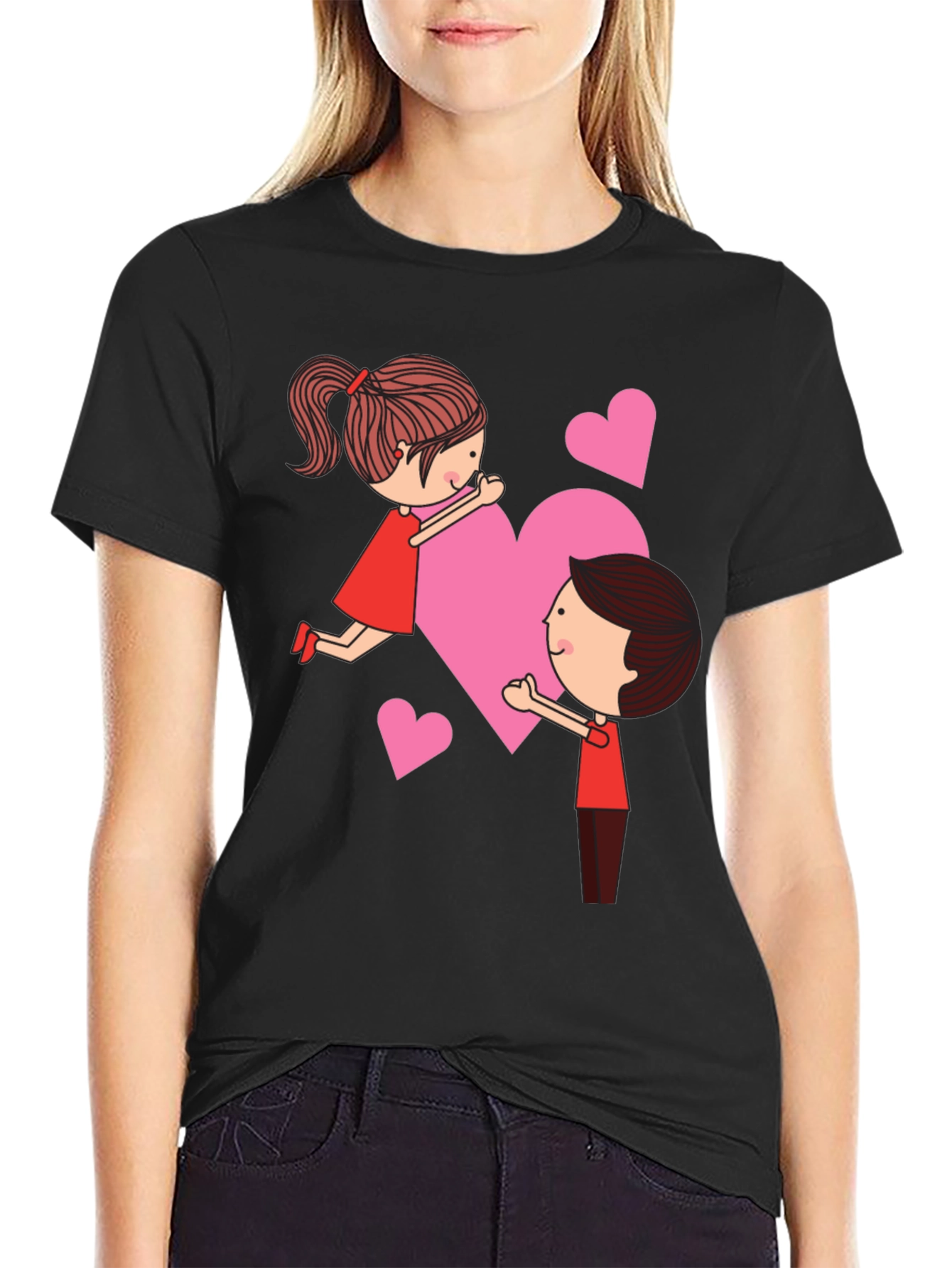 Valentines Day Couple Heart Graphic Tee