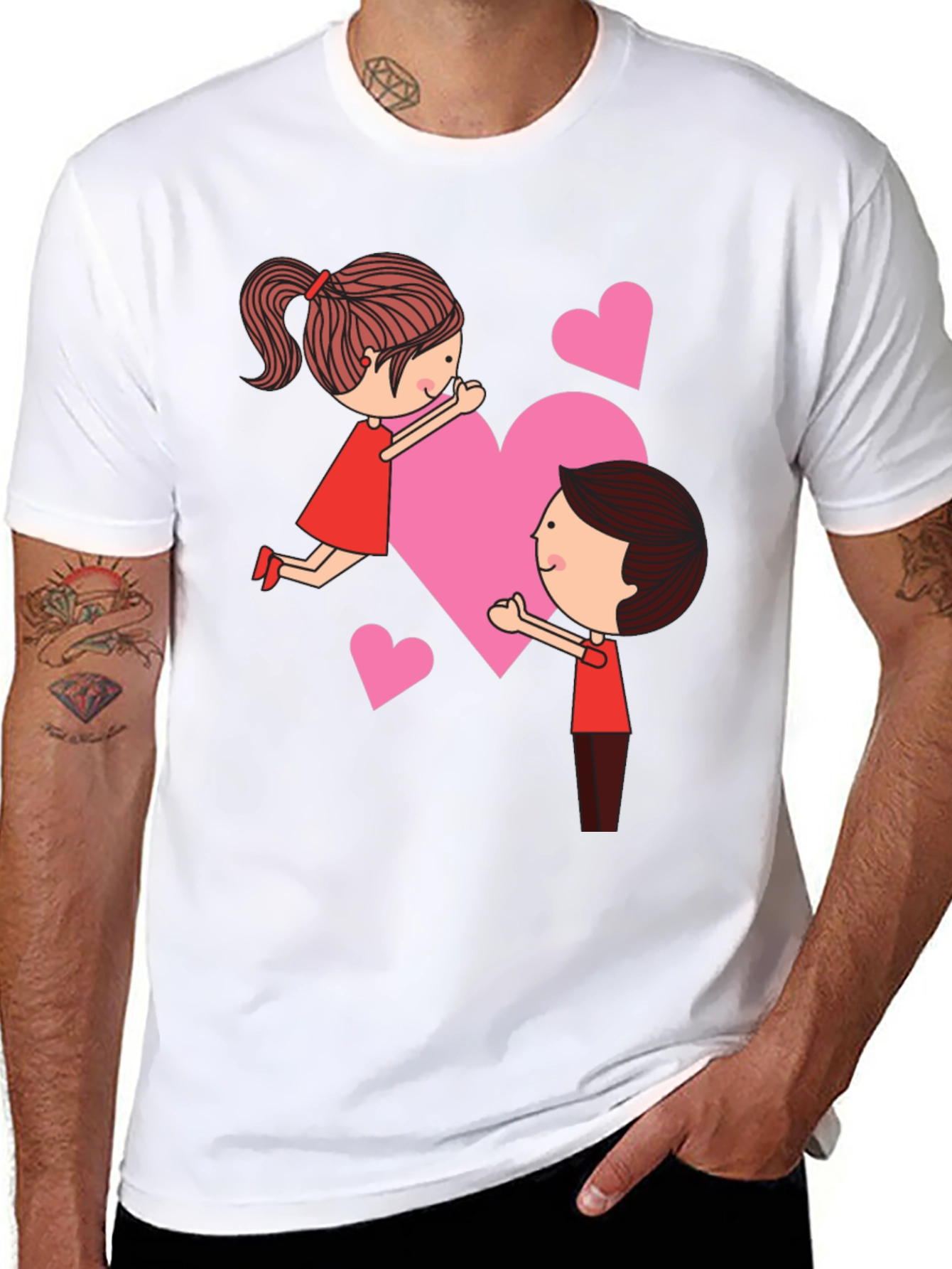 Valentines Day Couple Heart Graphic Tee