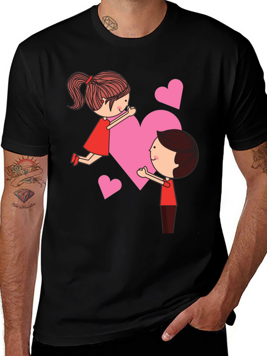 Valentines Day Couple Heart Graphic Tee