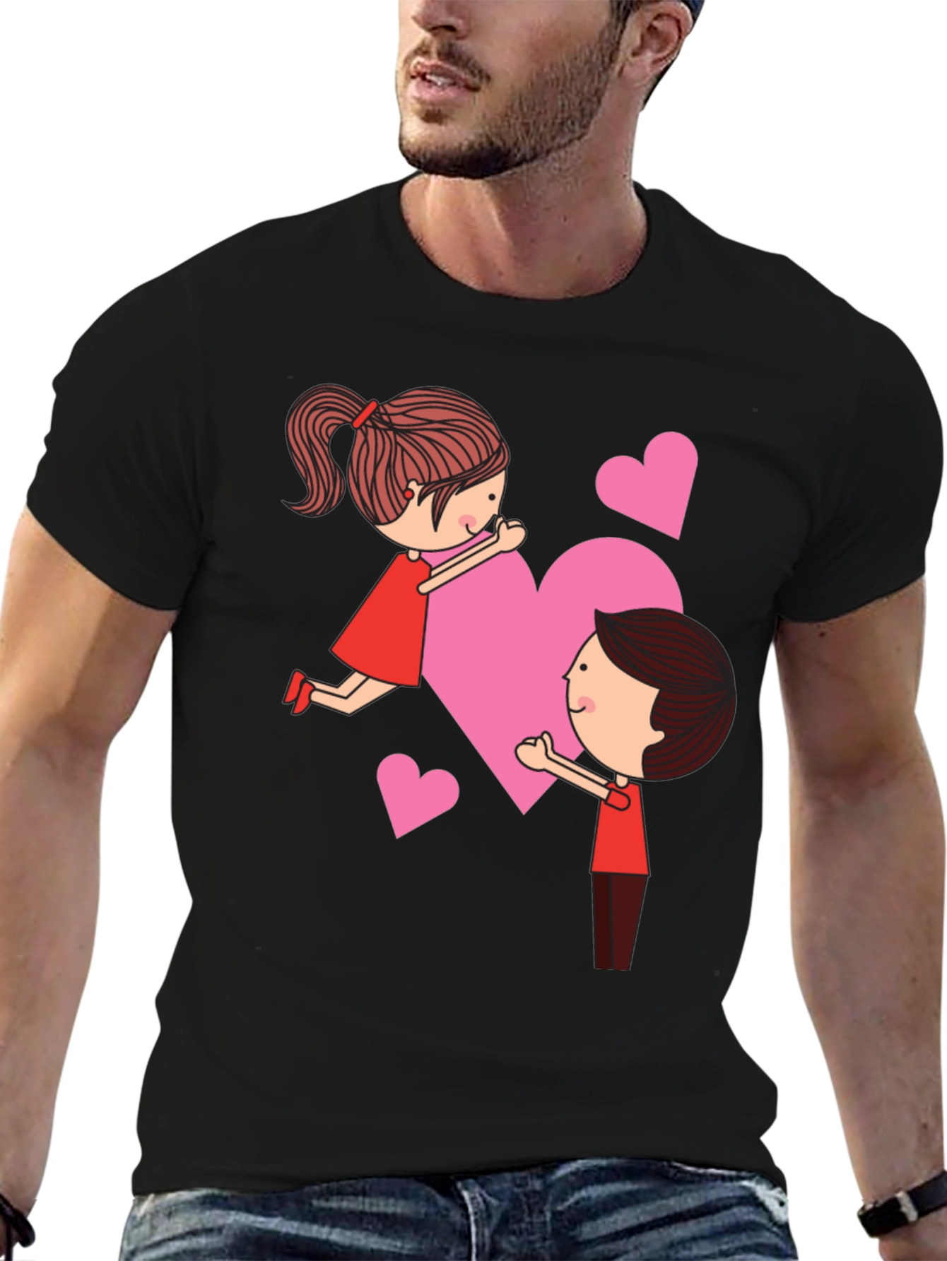 Valentines Day Couple Heart Graphic Tee