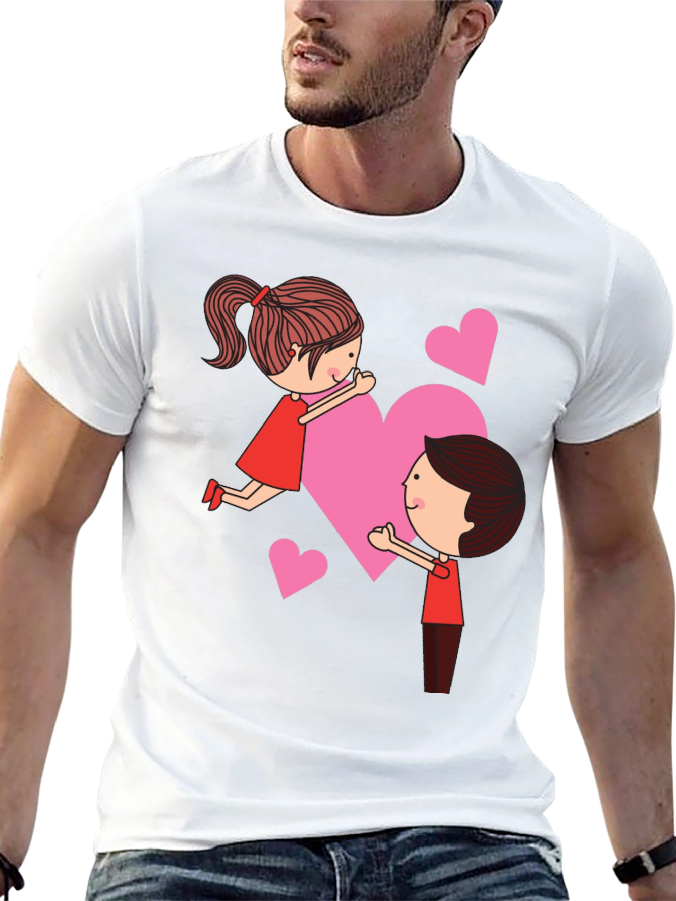 Valentines Day Couple Heart Graphic Tee