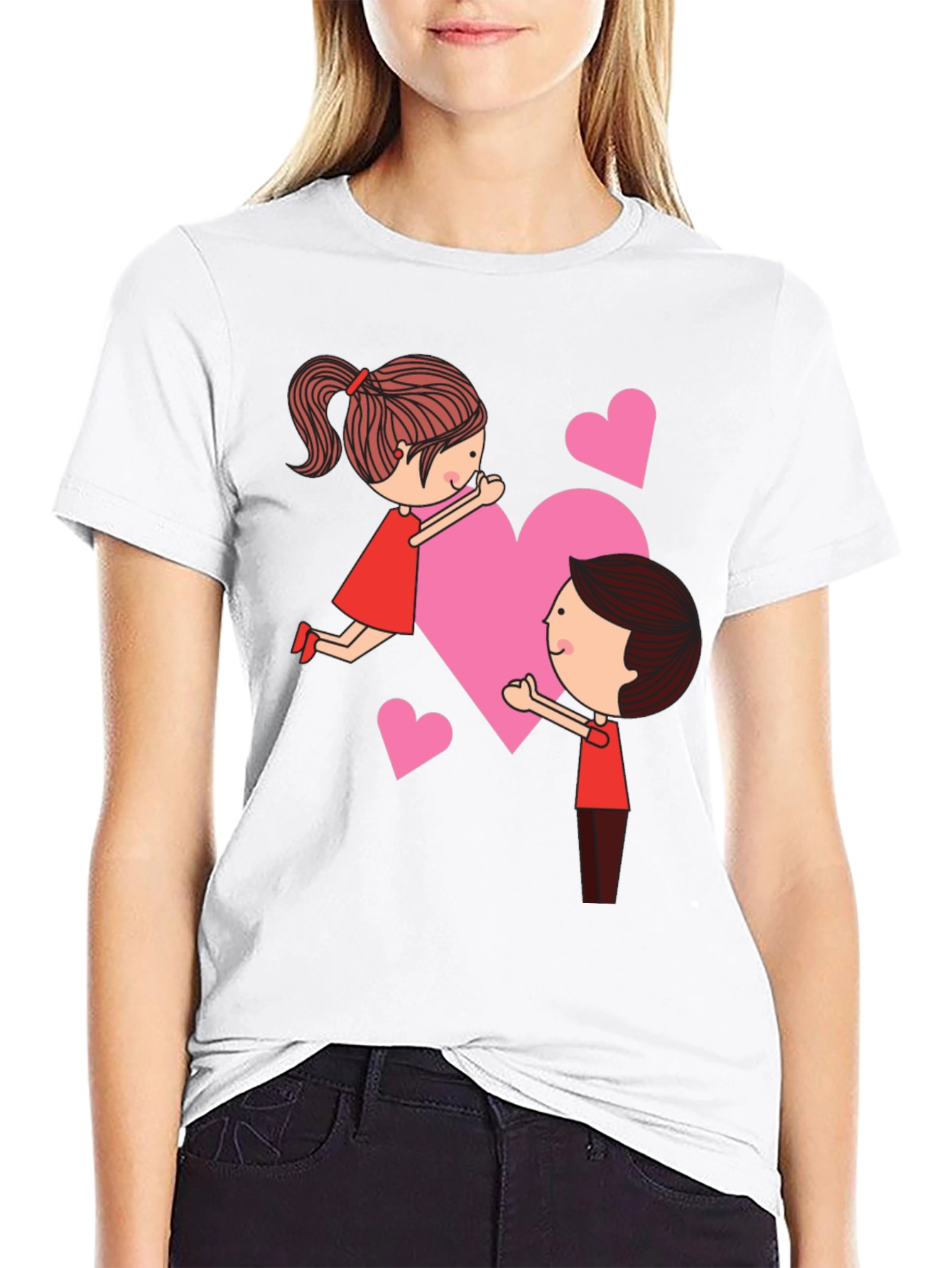 Valentines Day Couple Heart Graphic Tee