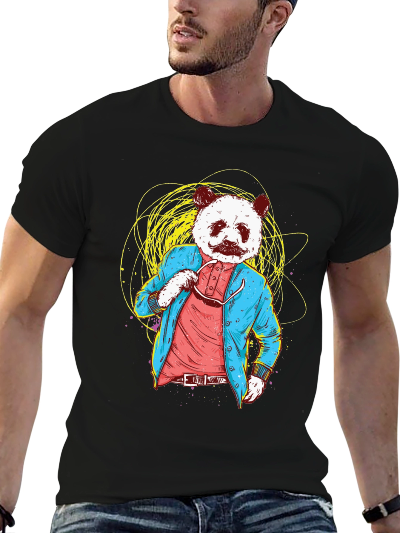 Panda Gentleman Graphic Tee - Cool Animal Design