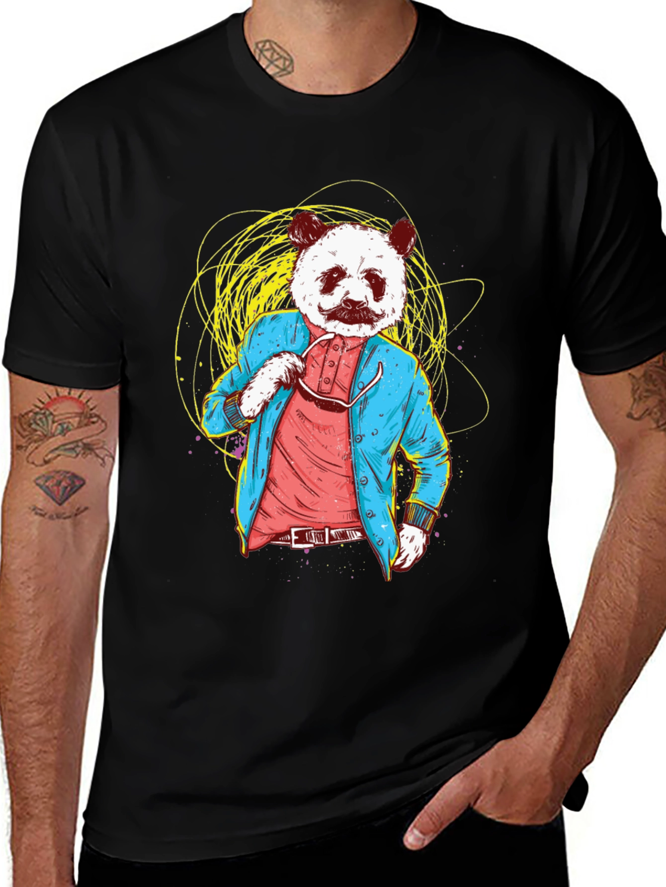 Panda Gentleman Graphic Tee - Cool Animal Design