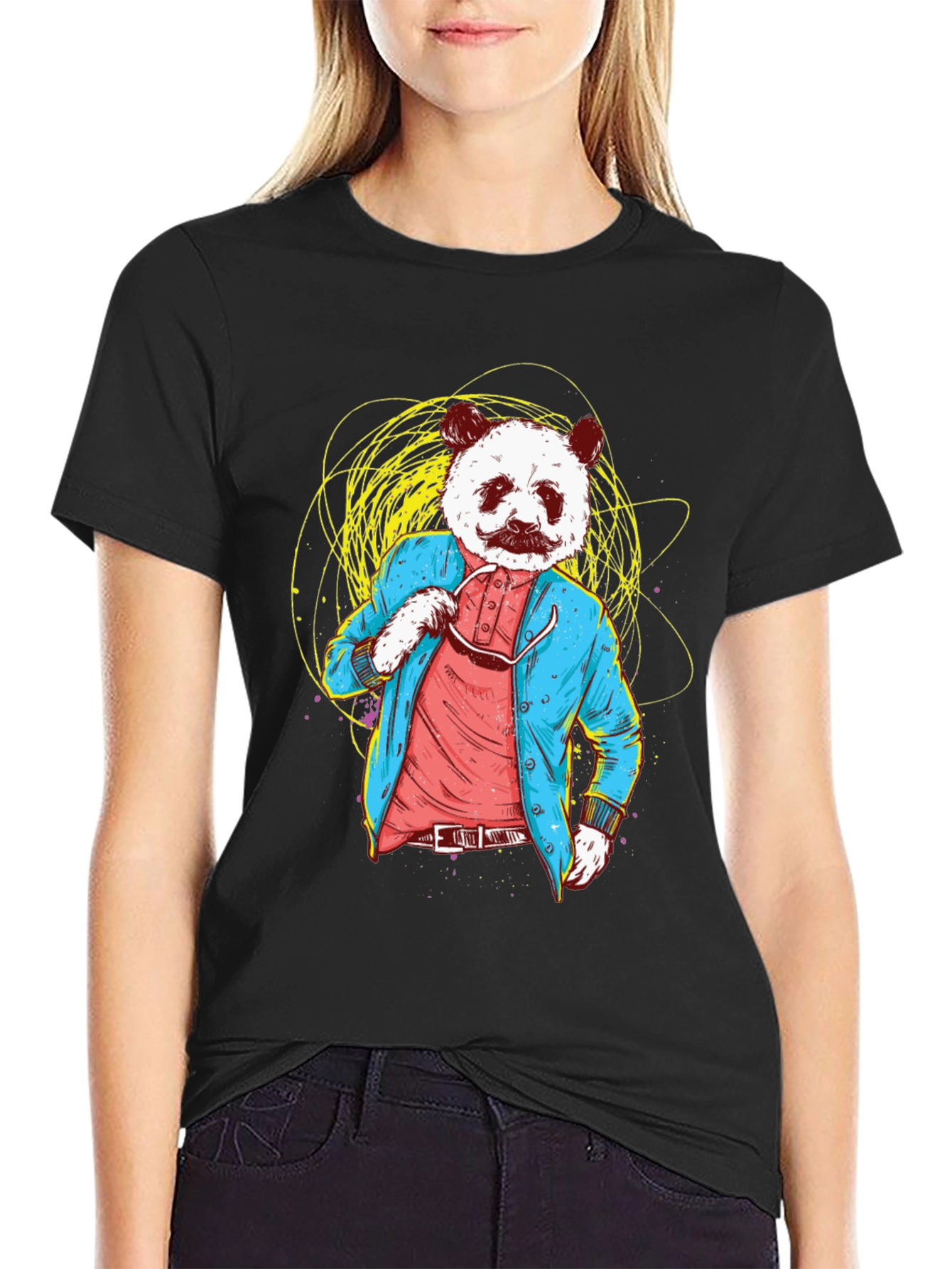 Panda Gentleman Graphic Tee - Cool Animal Design