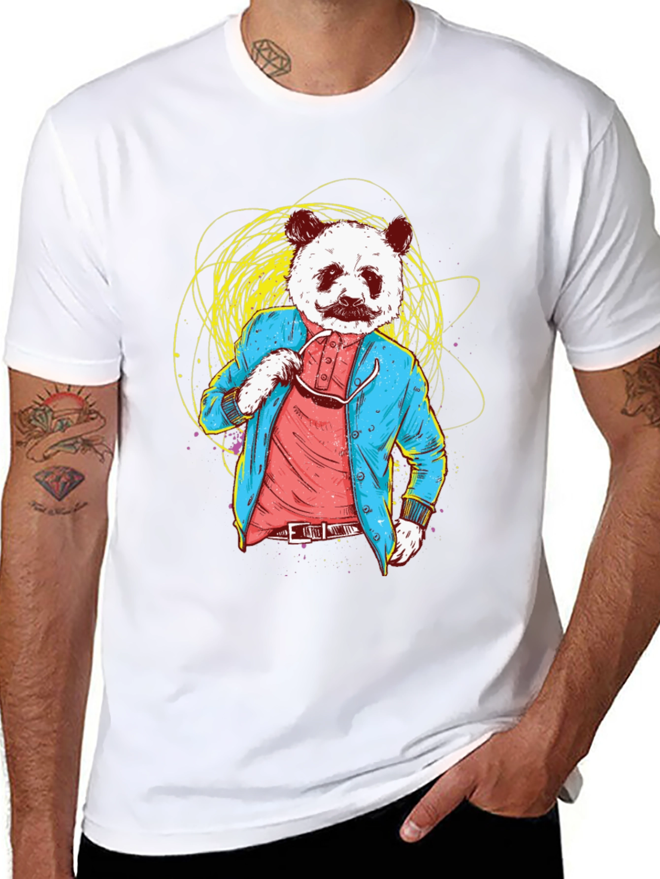 Panda Gentleman Graphic Tee - Cool Animal Design