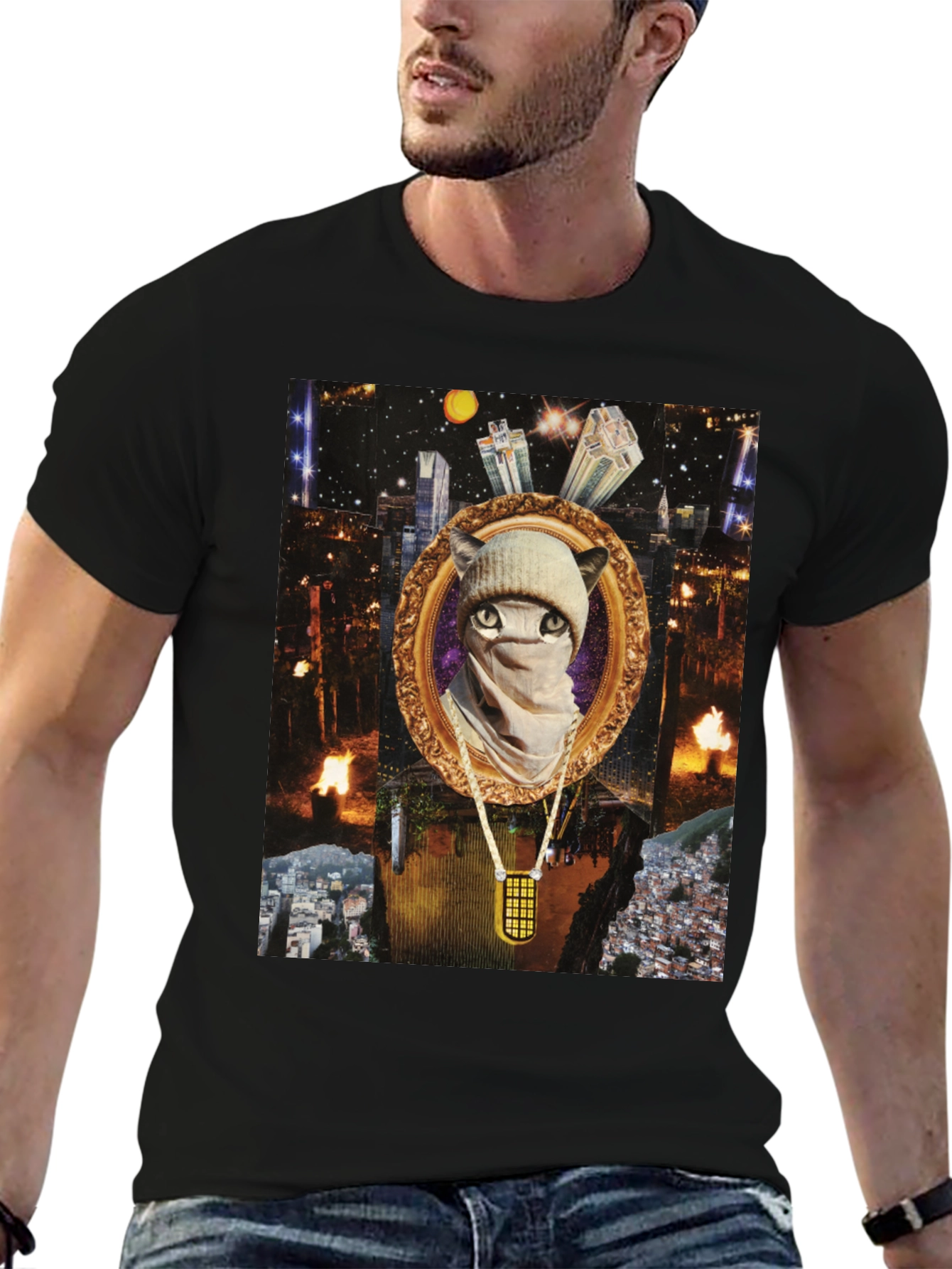 Gangster Cat Tee - Urban Style Mens T-shirt
