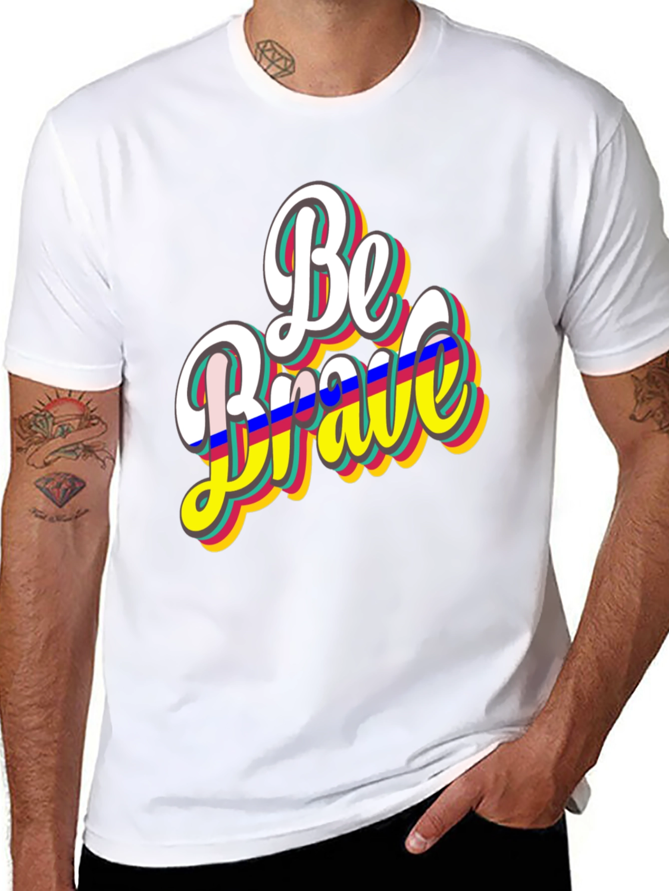 Be Brave Retro Graphic Tee - Black