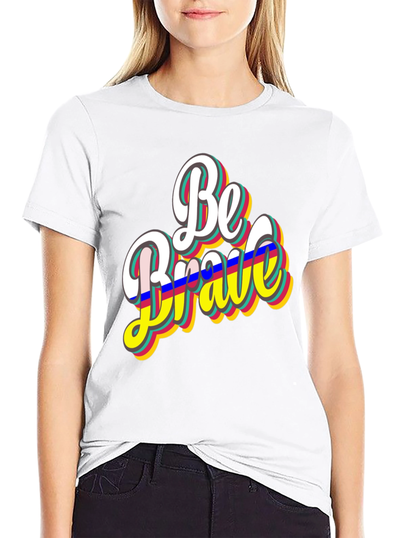 Be Brave Retro Graphic Tee - Black