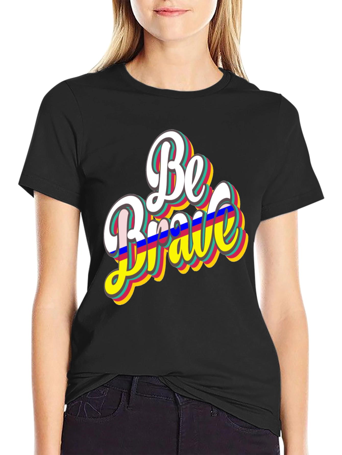 Be Brave Retro Graphic Tee - Black