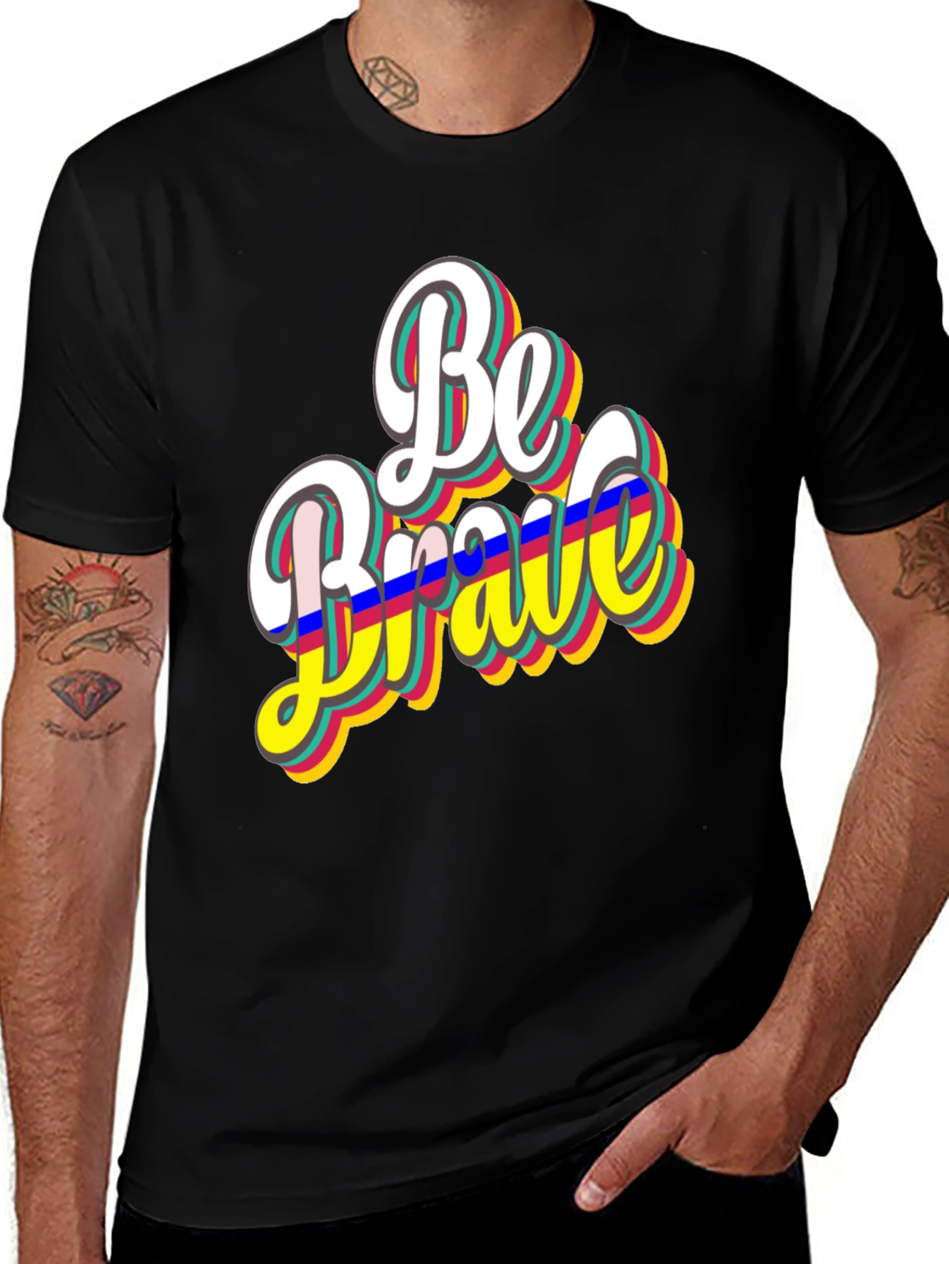 Be Brave Retro Graphic Tee - Black