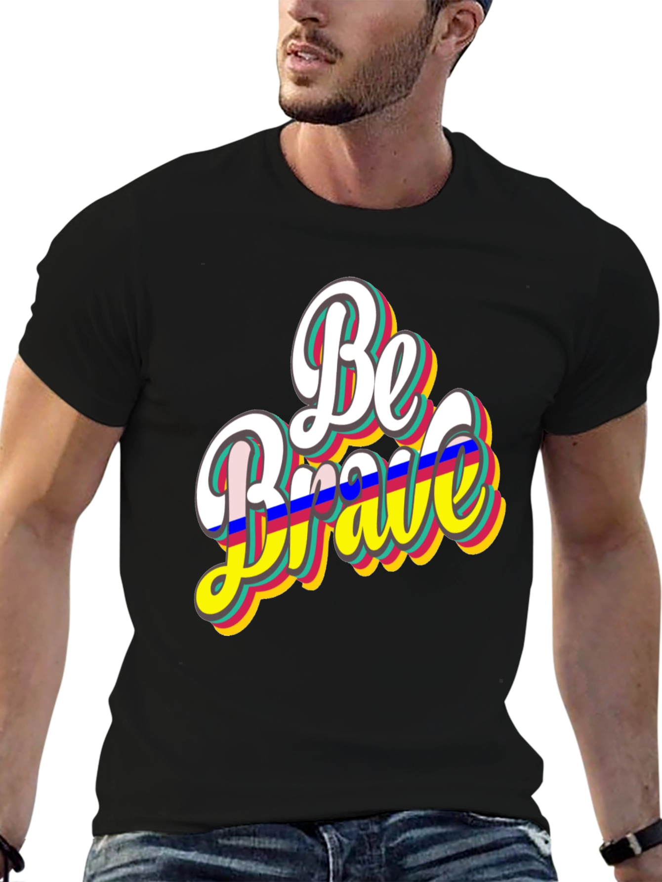 Be Brave Retro Graphic Tee - Black