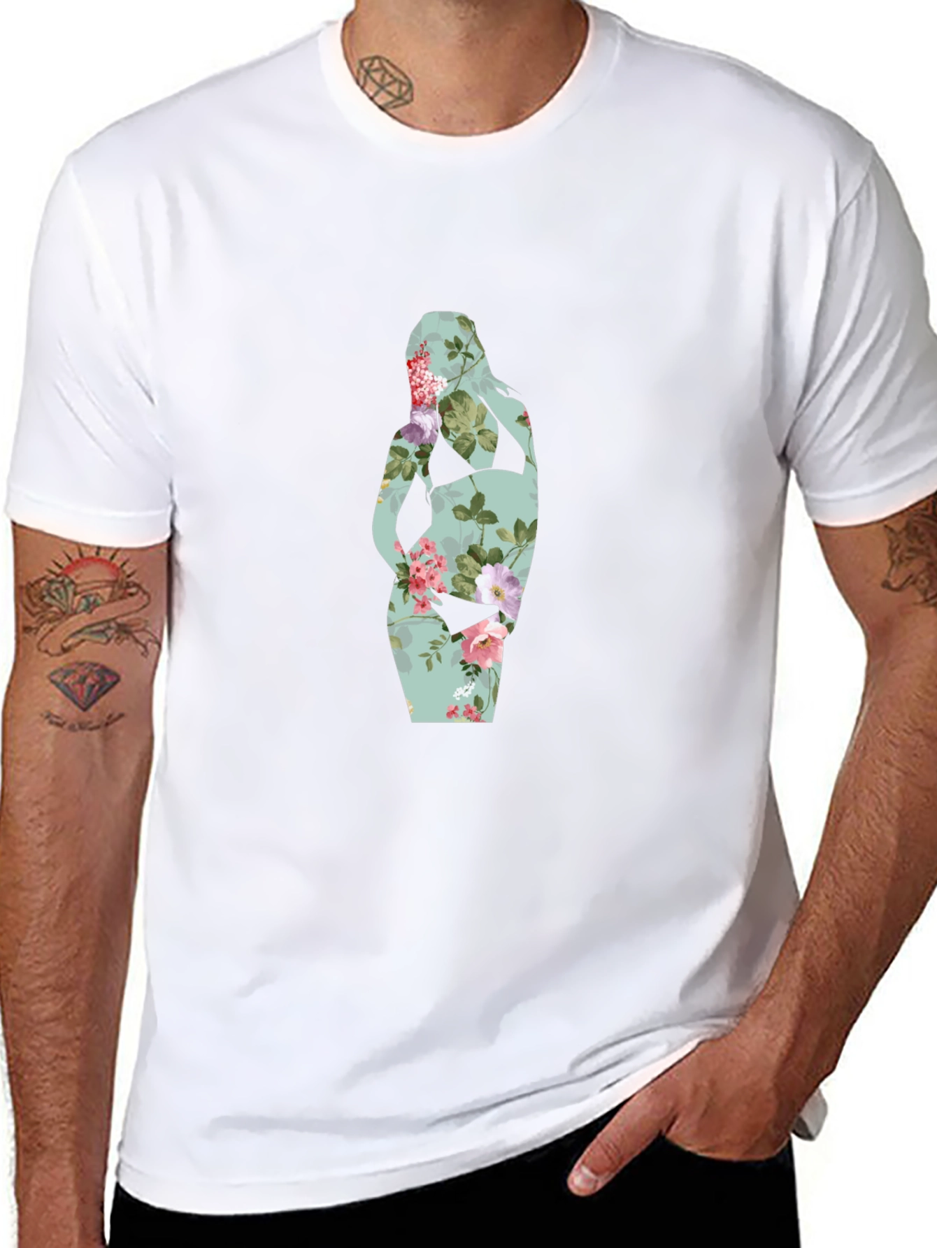 Floral Silhouette Maternity T-Shirt