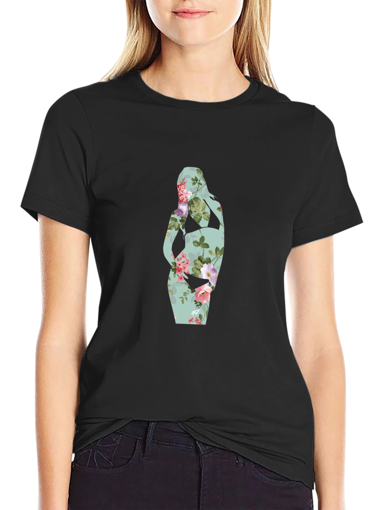 Floral Silhouette Maternity T-Shirt
