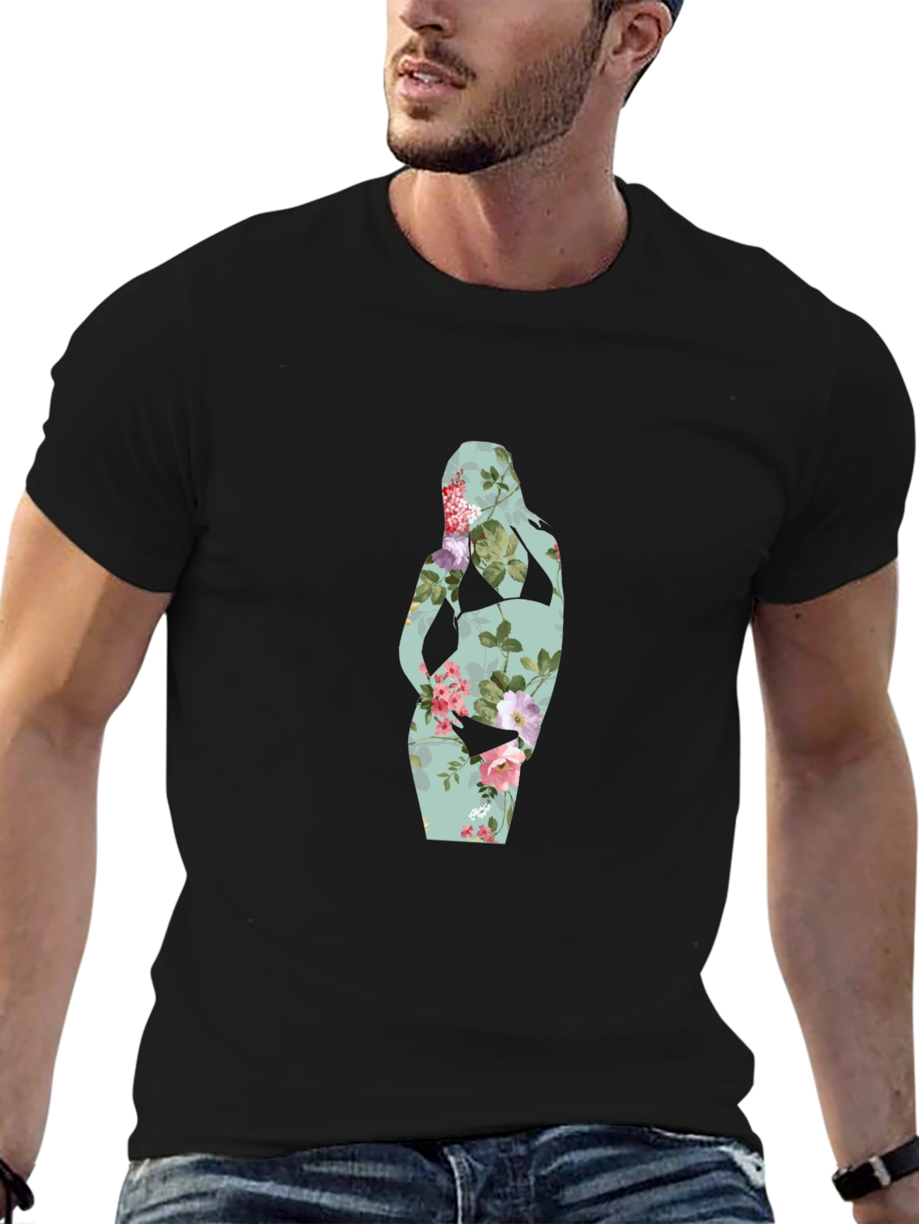 Floral Silhouette Maternity T-Shirt
