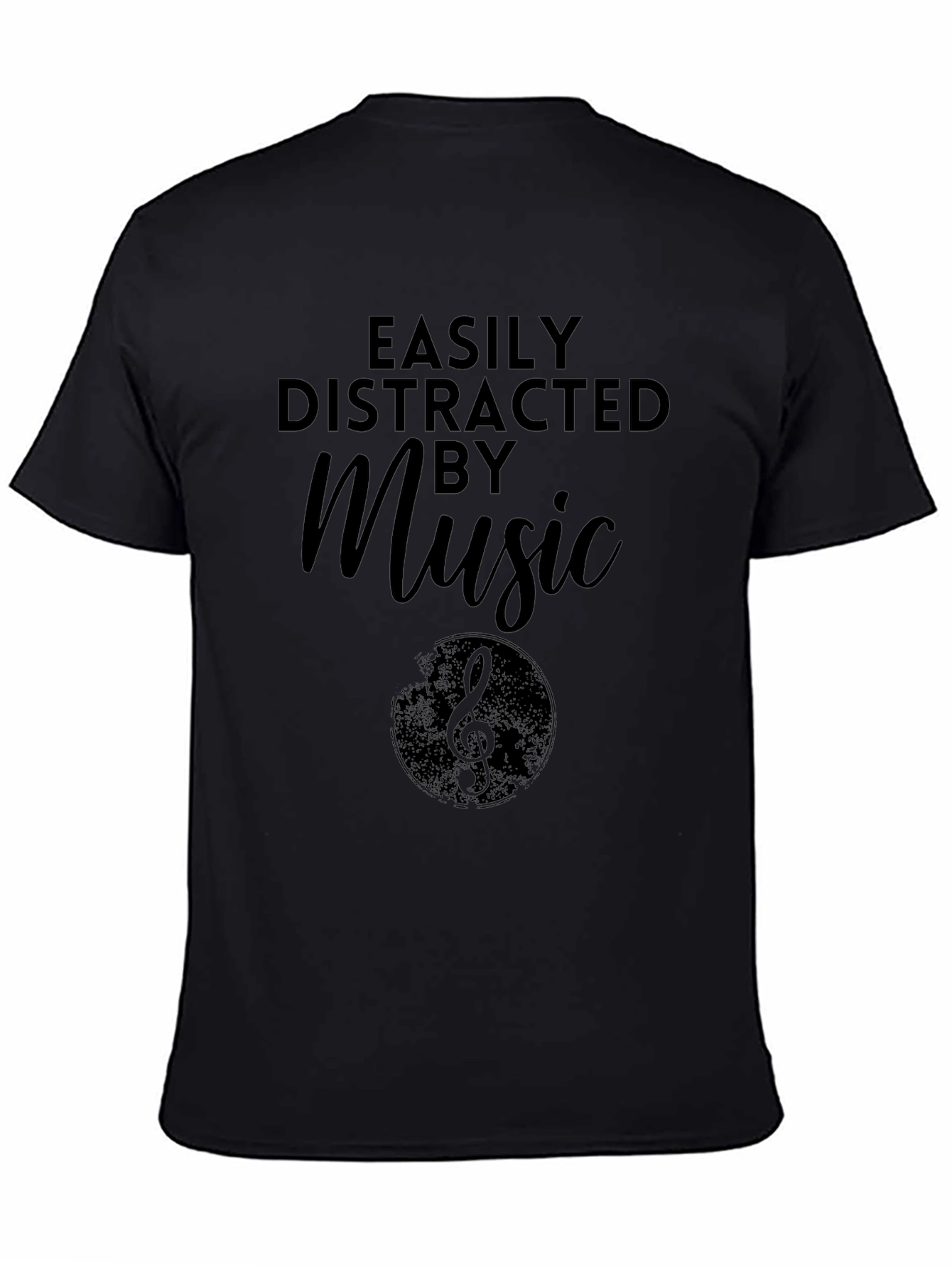 Easily Distracted By Music Graphic Tee - Black