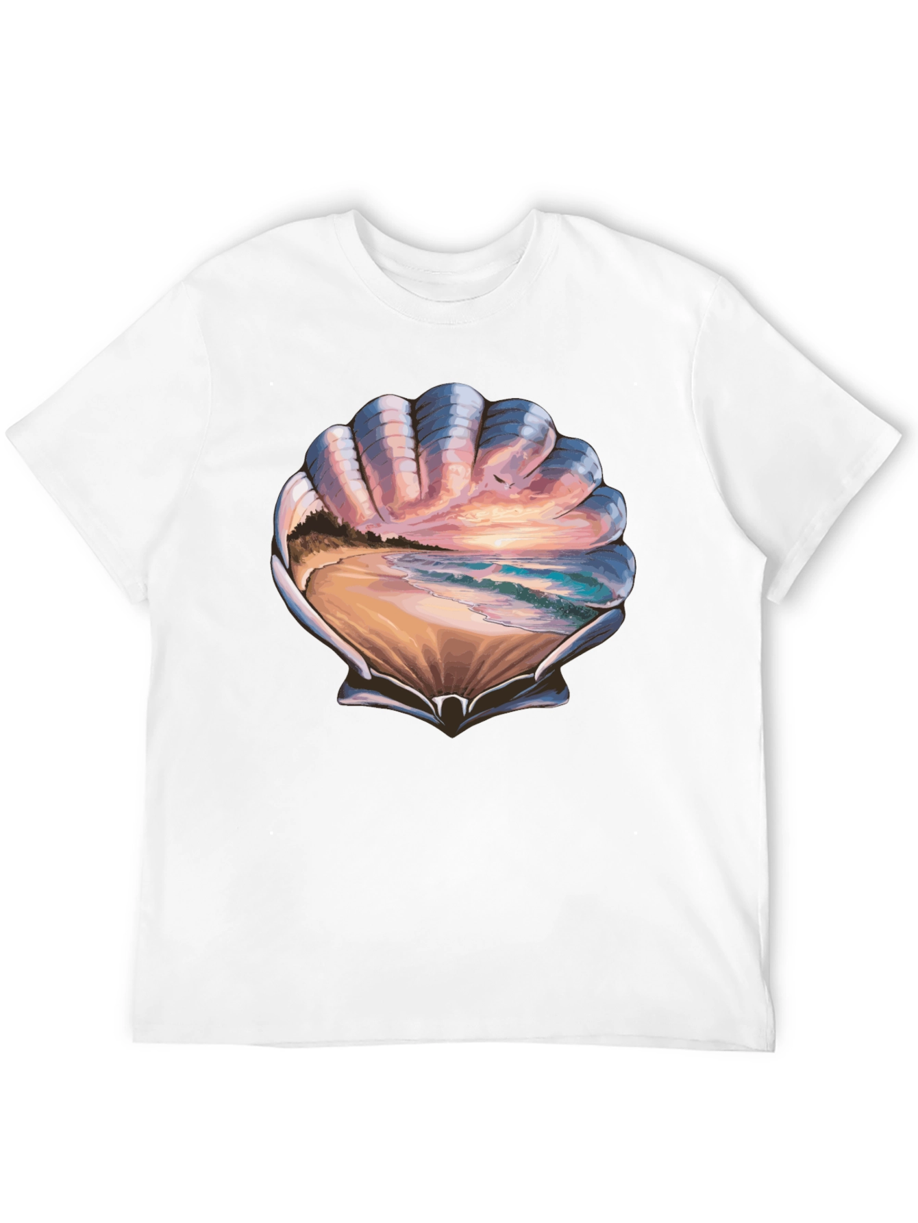 Seashell Beach Scene Graphic T-Shirt