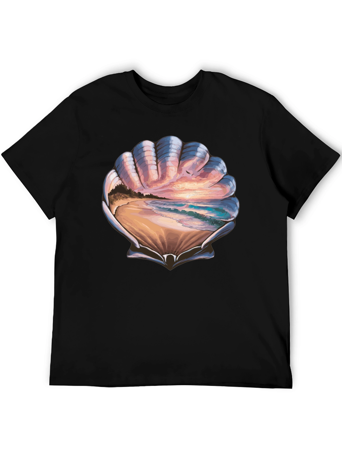Seashell Beach Scene Graphic T-Shirt