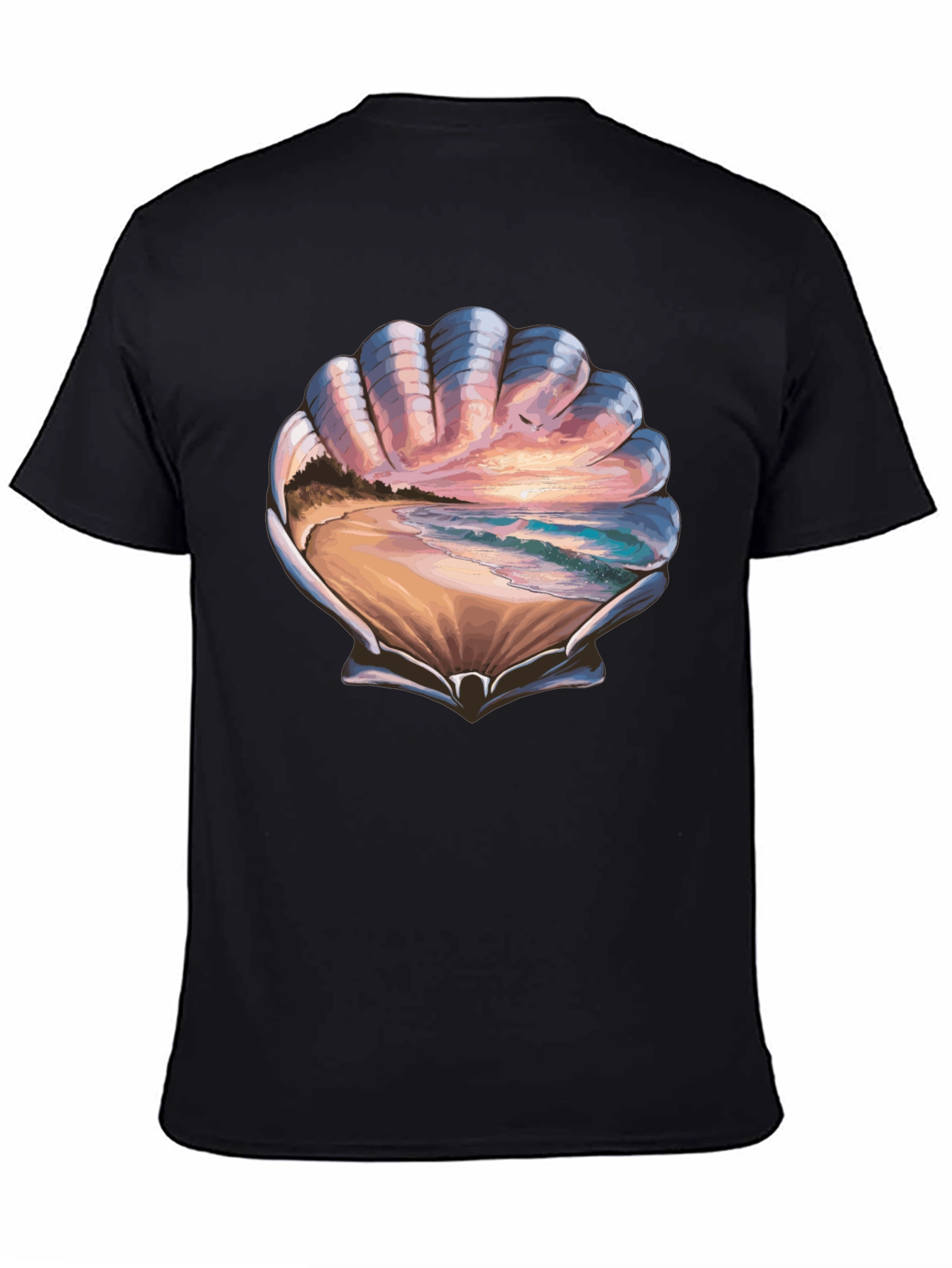 Seashell Beach Scene Graphic T-Shirt