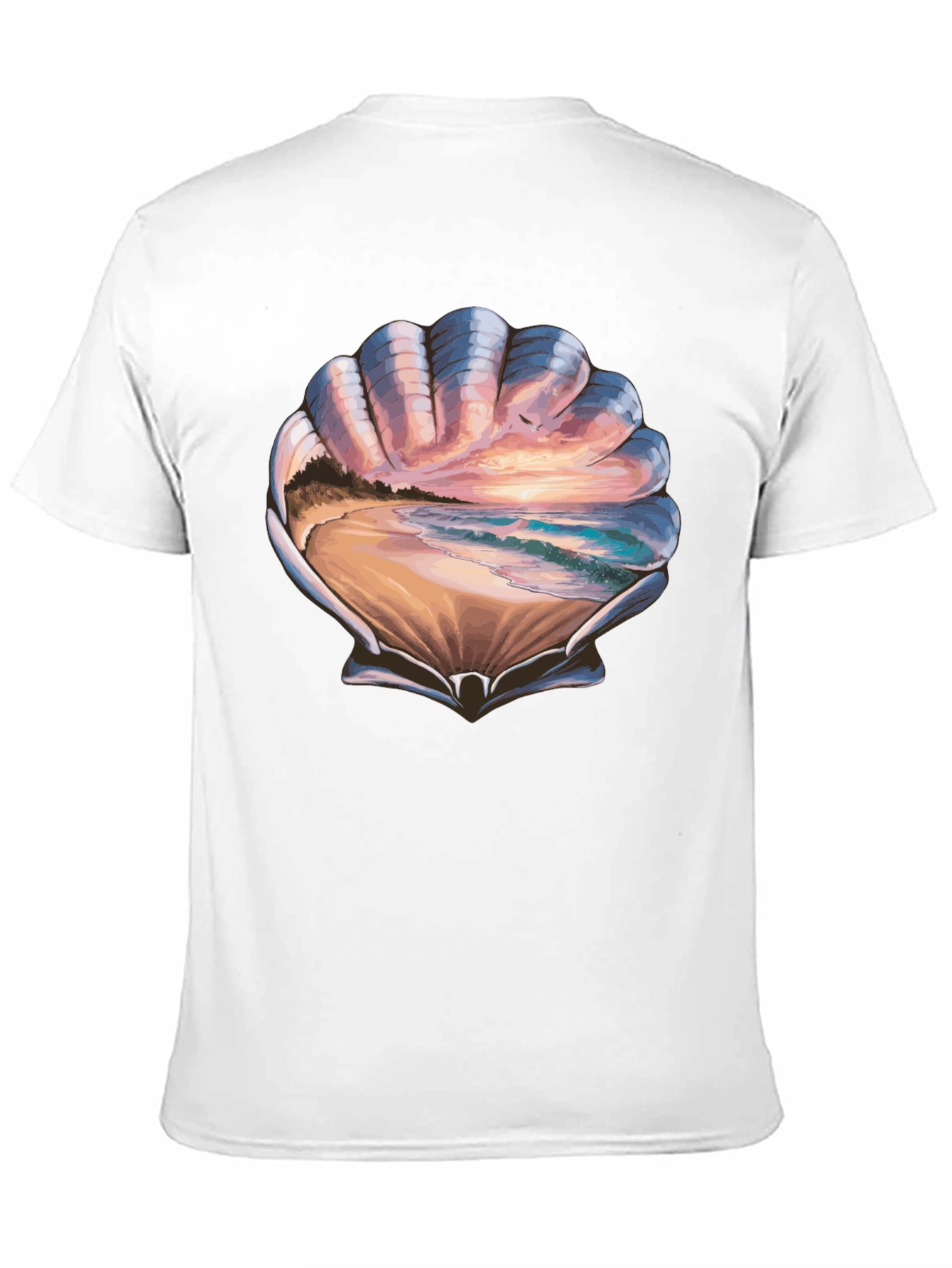 Seashell Beach Scene Graphic T-Shirt