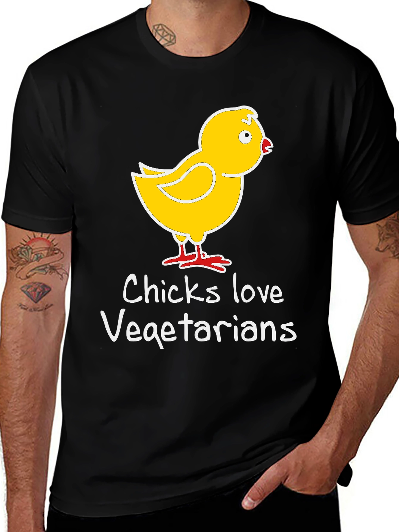 Chicks Love Vegetarian T-Shirt - Funny Graphic Tee