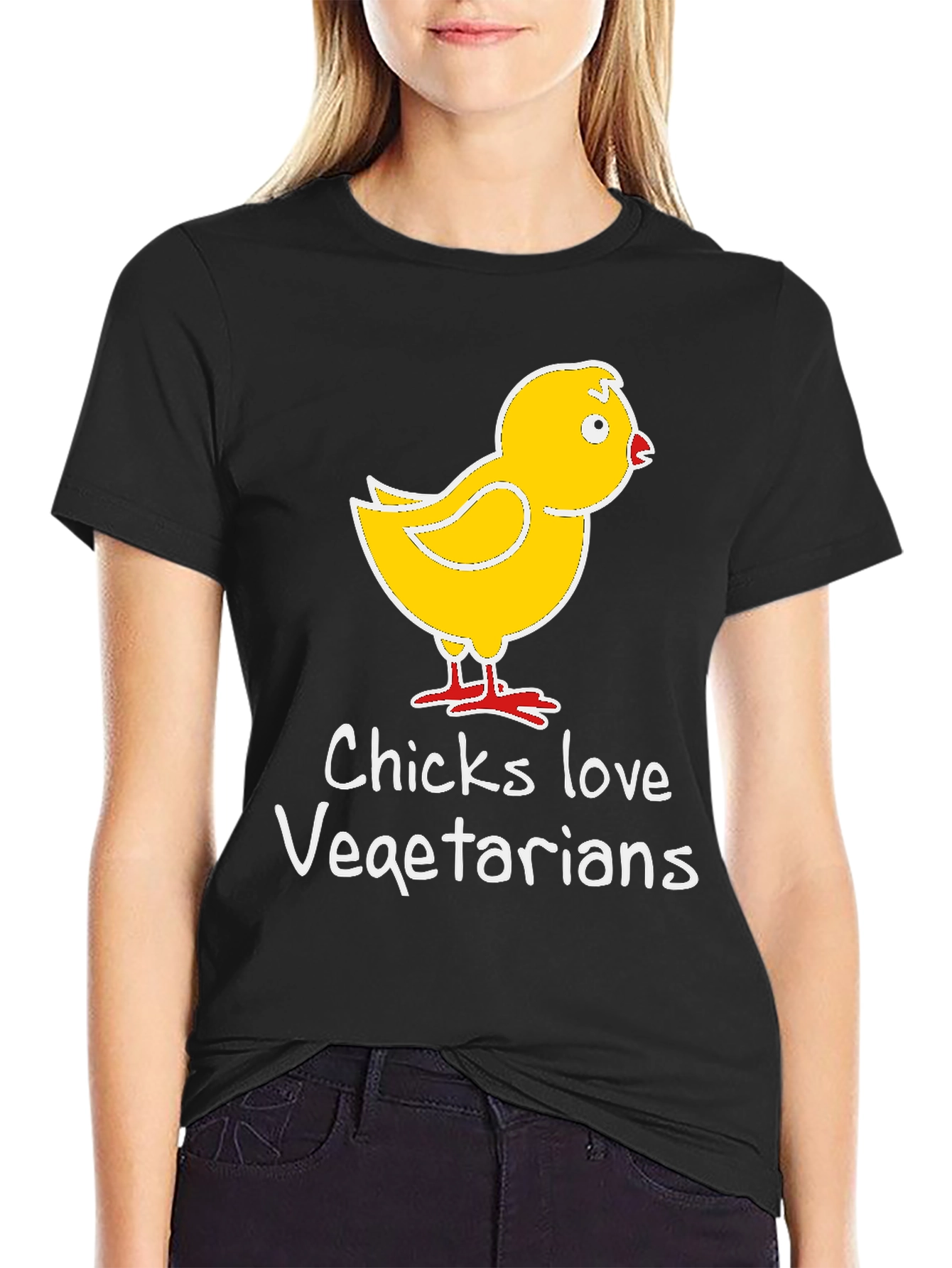 Chicks Love Vegetarian T-Shirt - Funny Graphic Tee